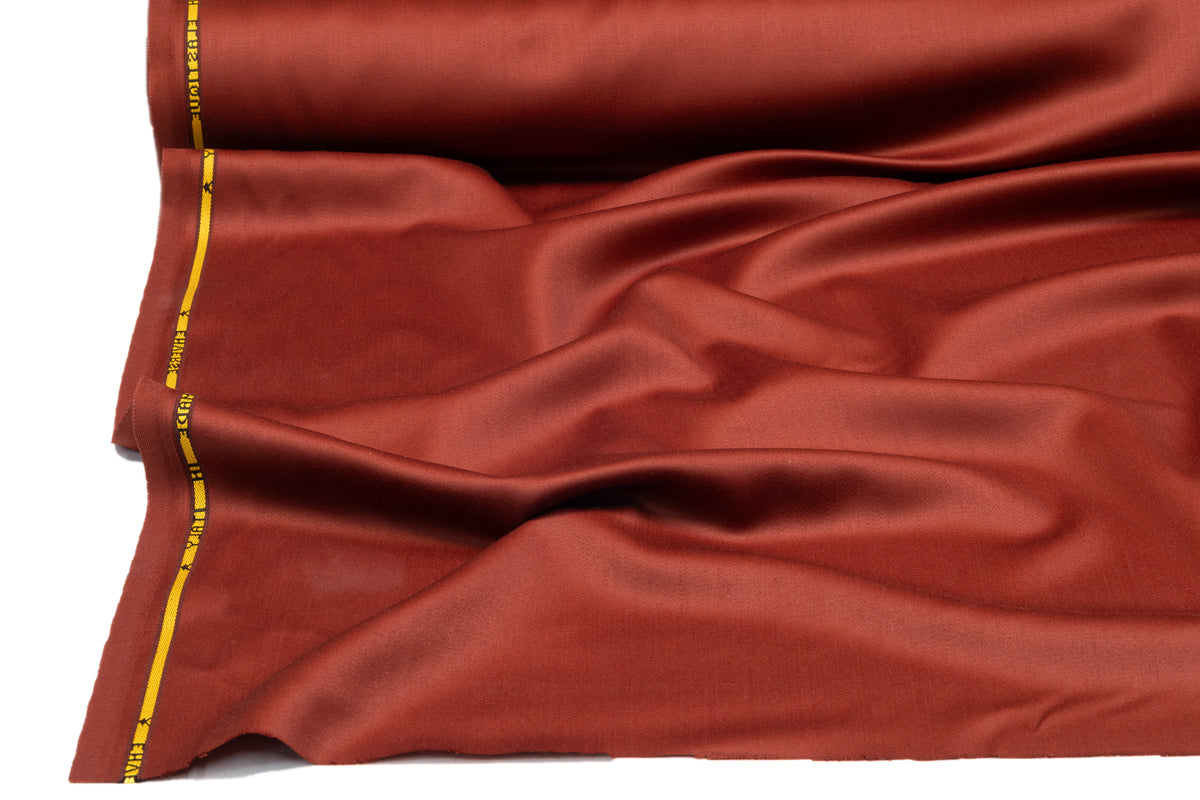Italian Wool Satin Faille Suiting - Auburn