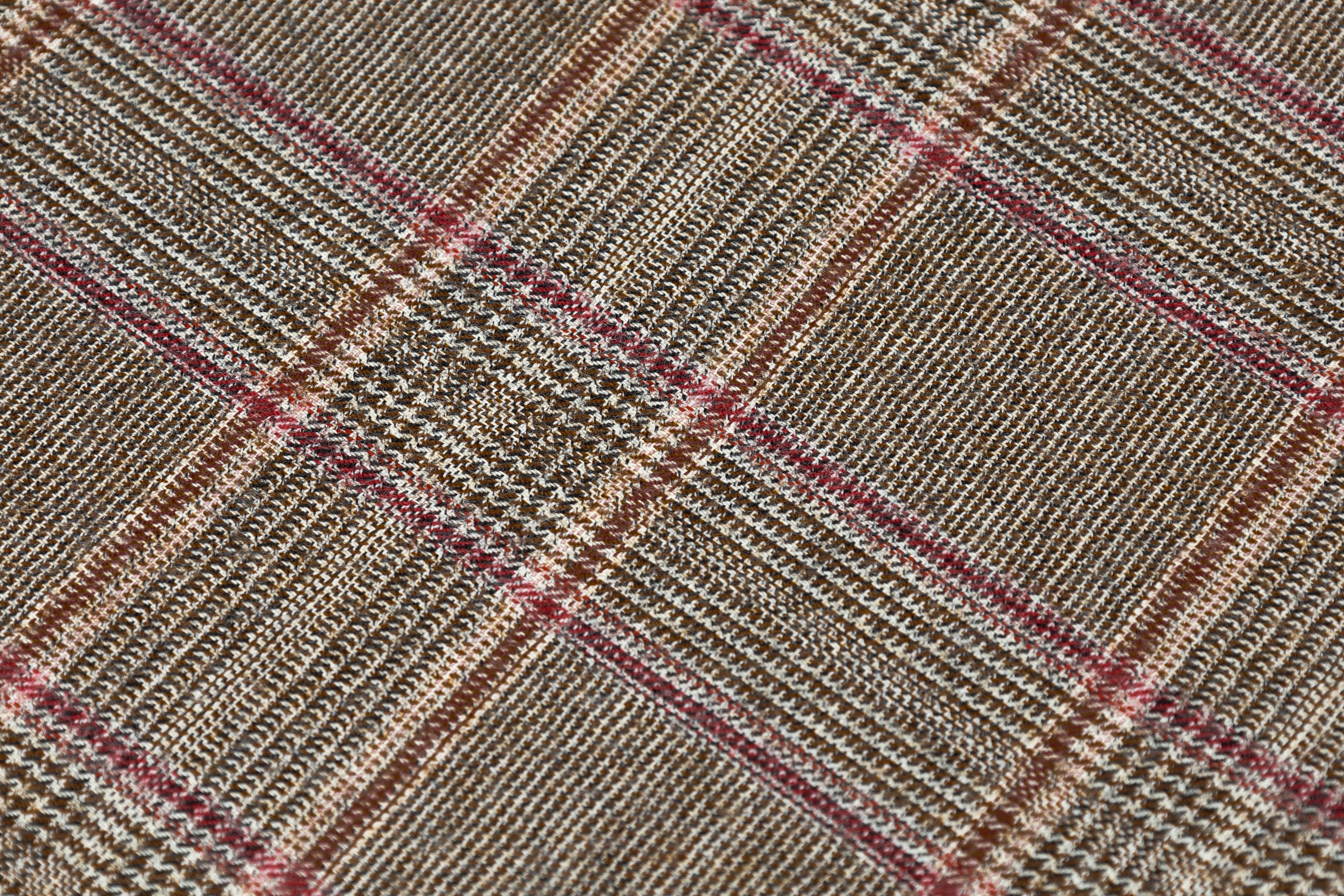 Carnet - Checked Italian Wool Suiting - Brown / Red / Pink