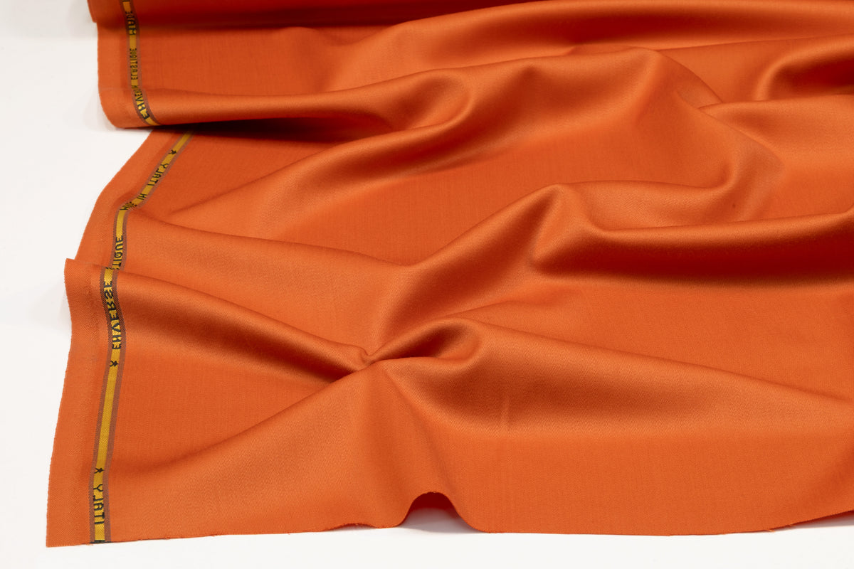 Italian Wool Satin Faille Suiting - Burnt Orange