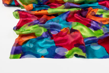 Abstract Italian Silk Viscose Velvet Burnout - Multicolor