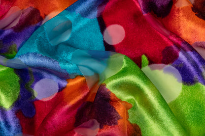 Abstract Italian Silk Viscose Velvet Burnout - Multicolor