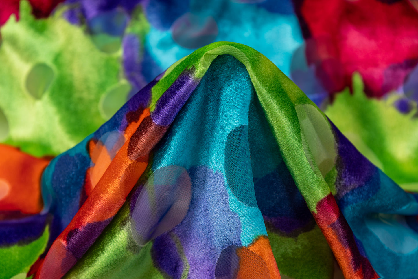 Abstract Italian Silk Viscose Velvet Burnout - Multicolor