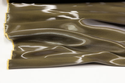 Italian Liquid Satin Lamé - Army Green