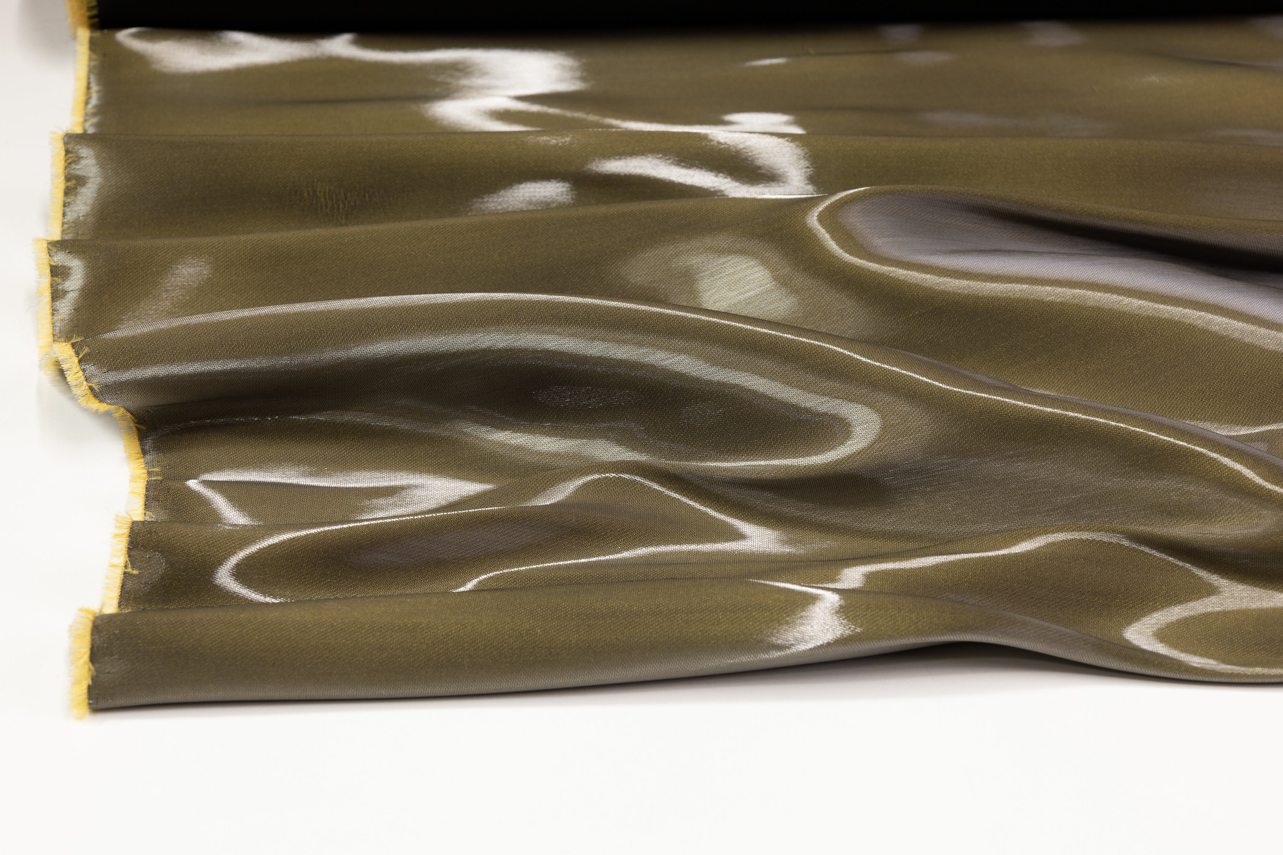 Italian Liquid Satin Lamé - Army Green