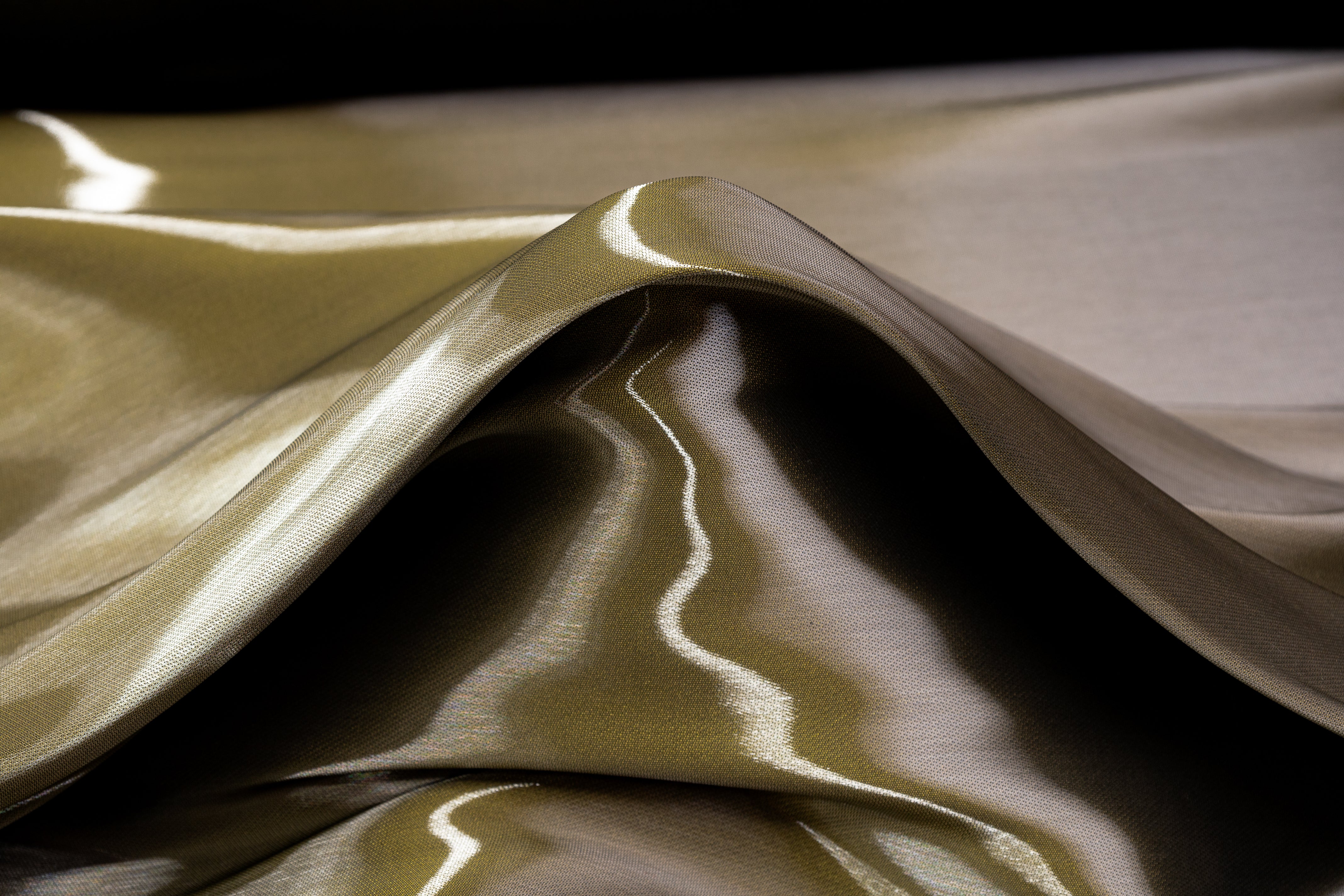 Italian Liquid Satin Lamé - Army Green