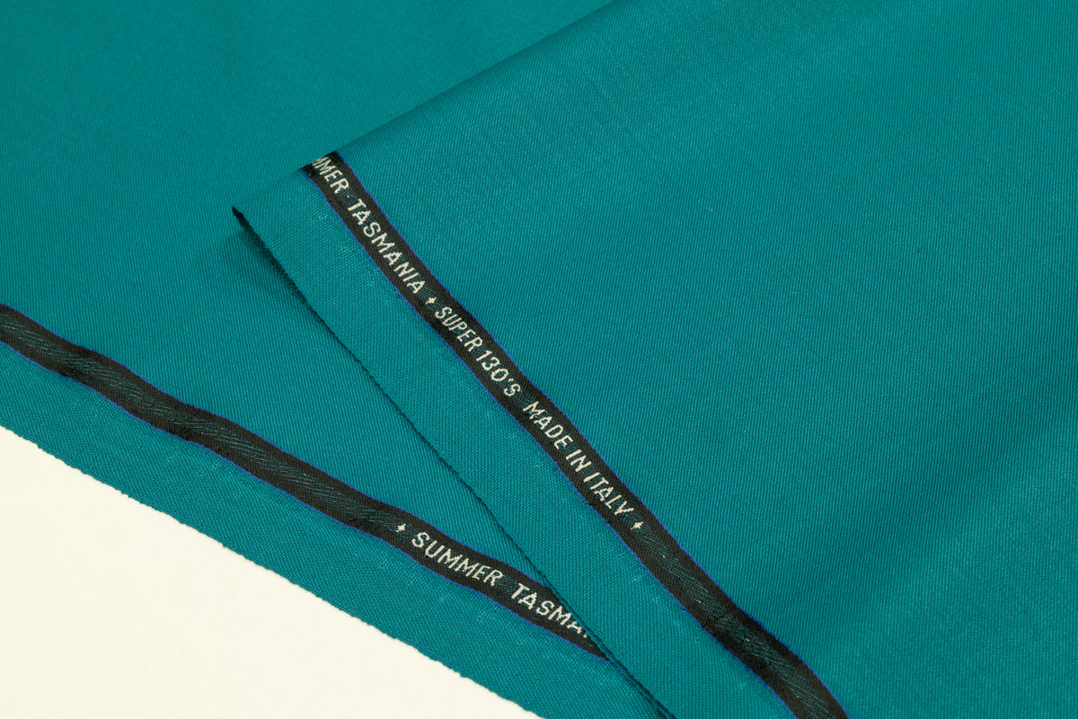 Summer Tasmania Super 130s Italian Wool Suiting - Teal