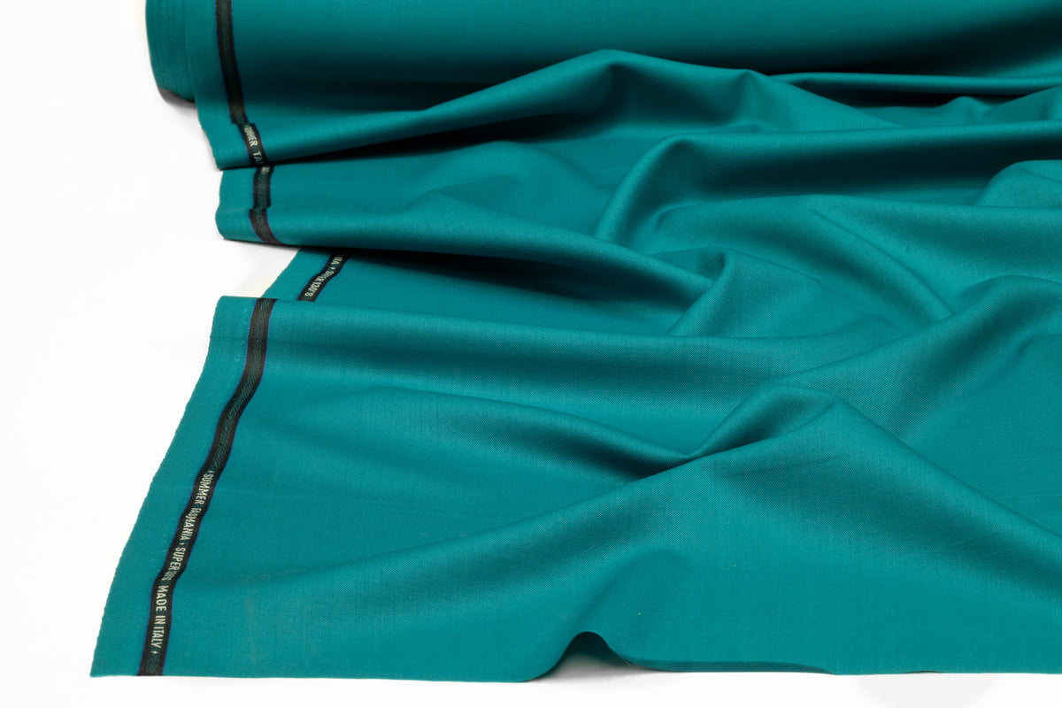 Summer Tasmania Super 130s Italian Wool Suiting - Teal