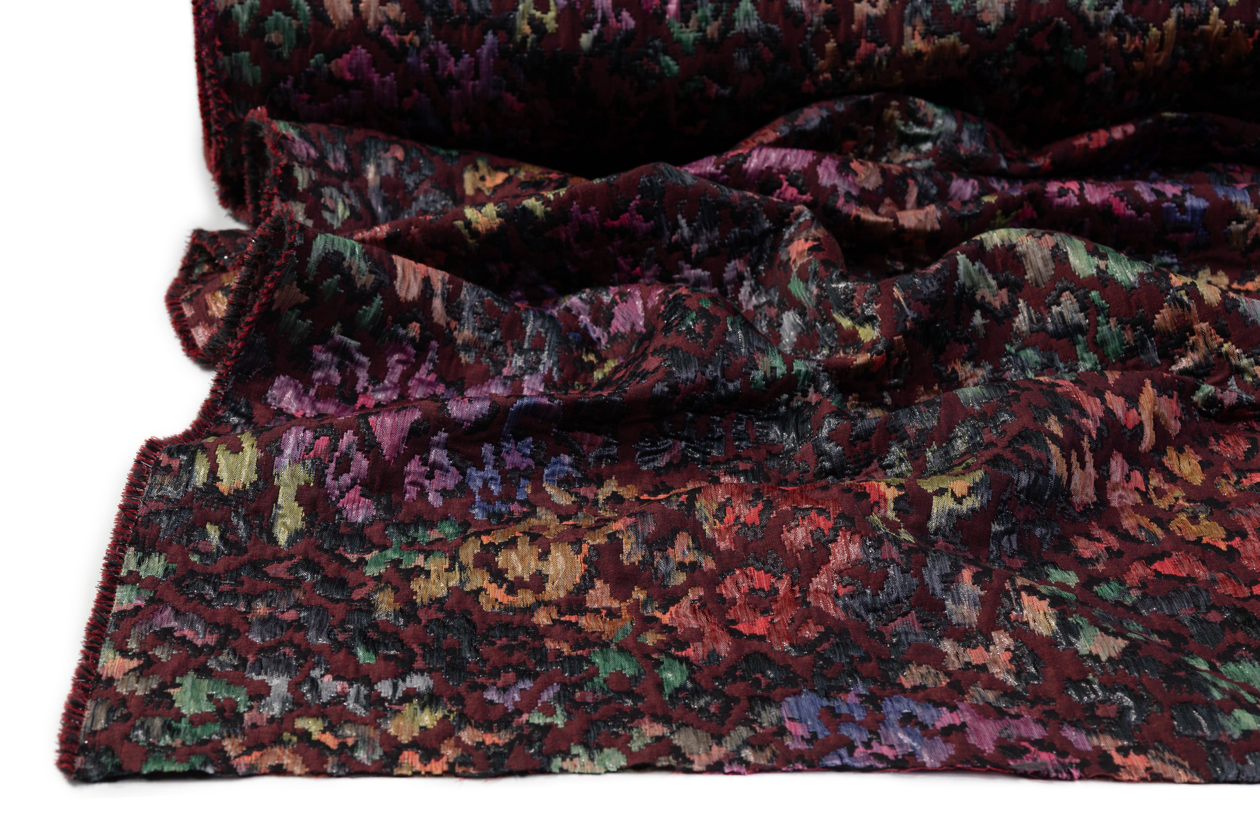 Metallic Italian Cheetah Chiné Brocade - Burgundy