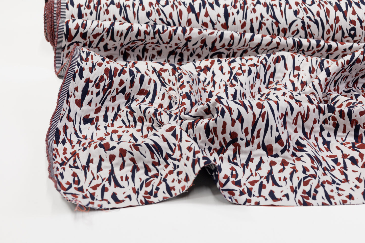 Abstract Italian Cotton Nylon Brocade - Navy / Red / White