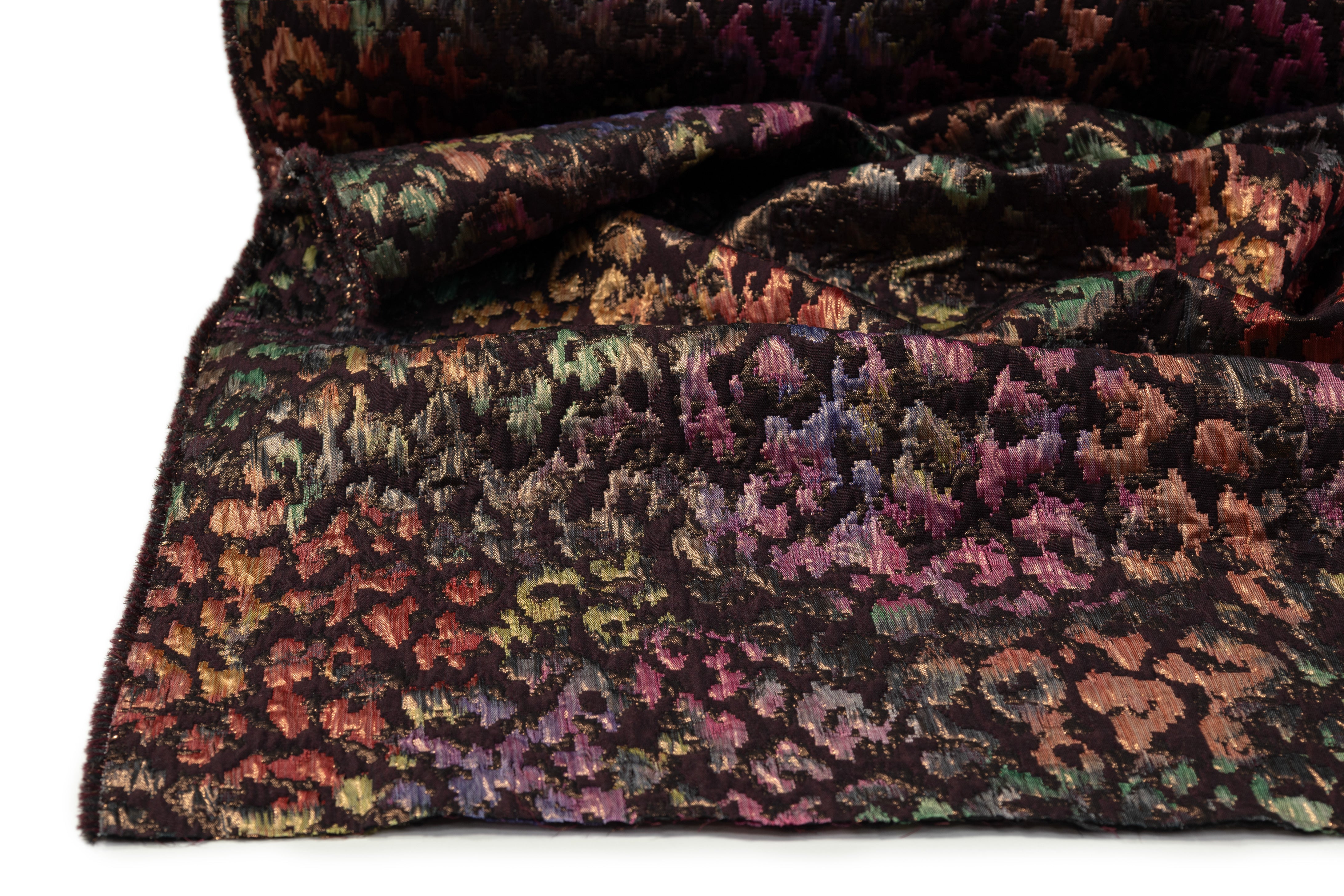 Metallic Italian Cheetah Chiné Brocade - Deep Plum / Brown