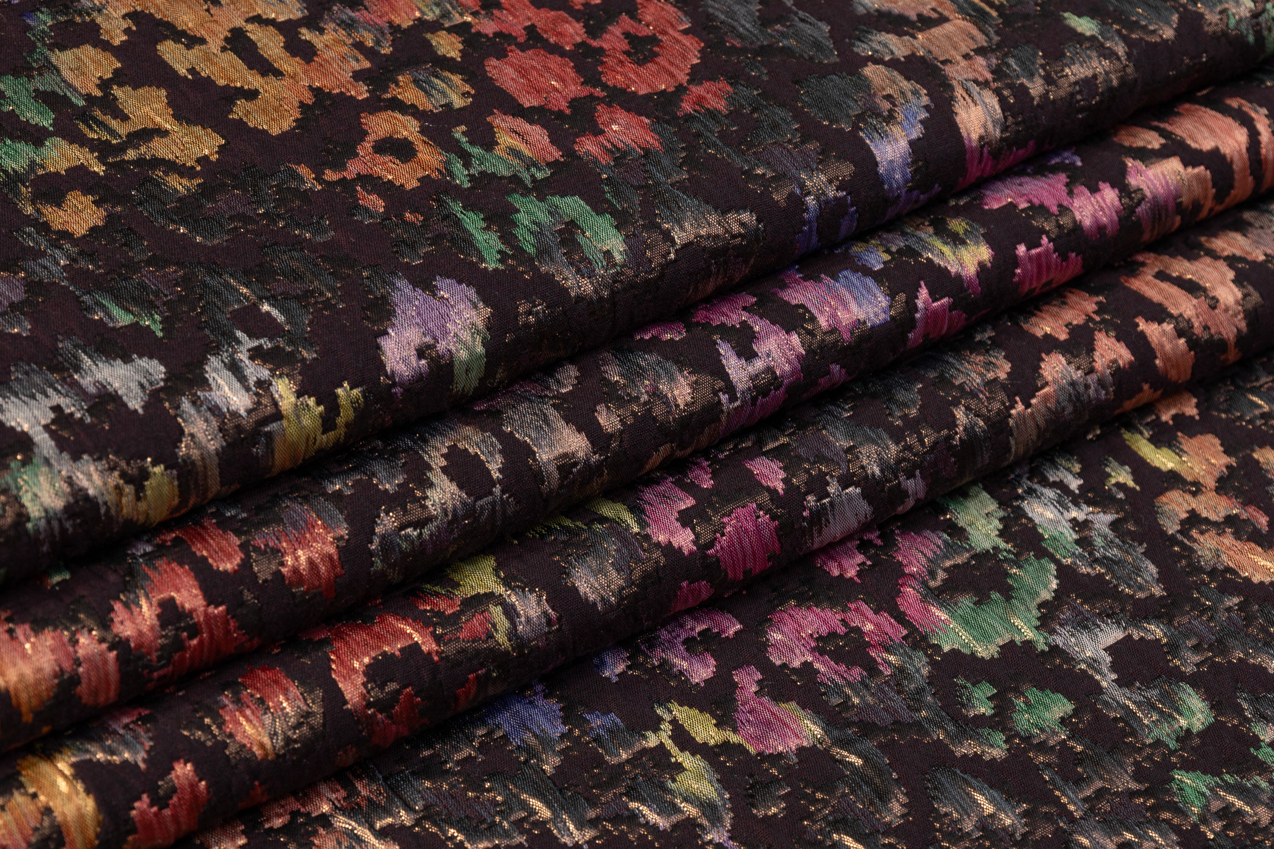 Metallic Italian Cheetah Chiné Brocade - Deep Plum / Brown