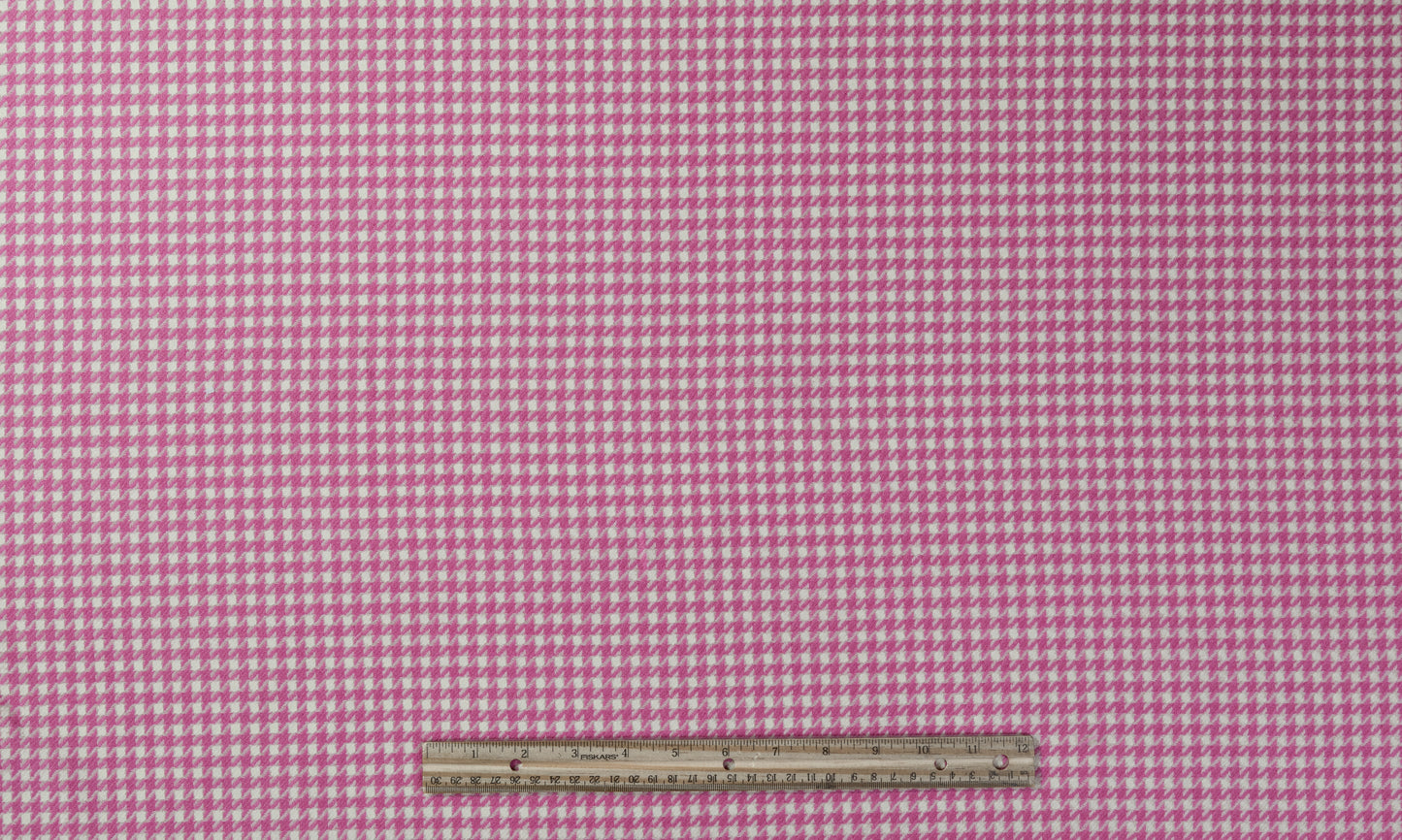 Houndstooth Italian Wool Suiting - Pink / White