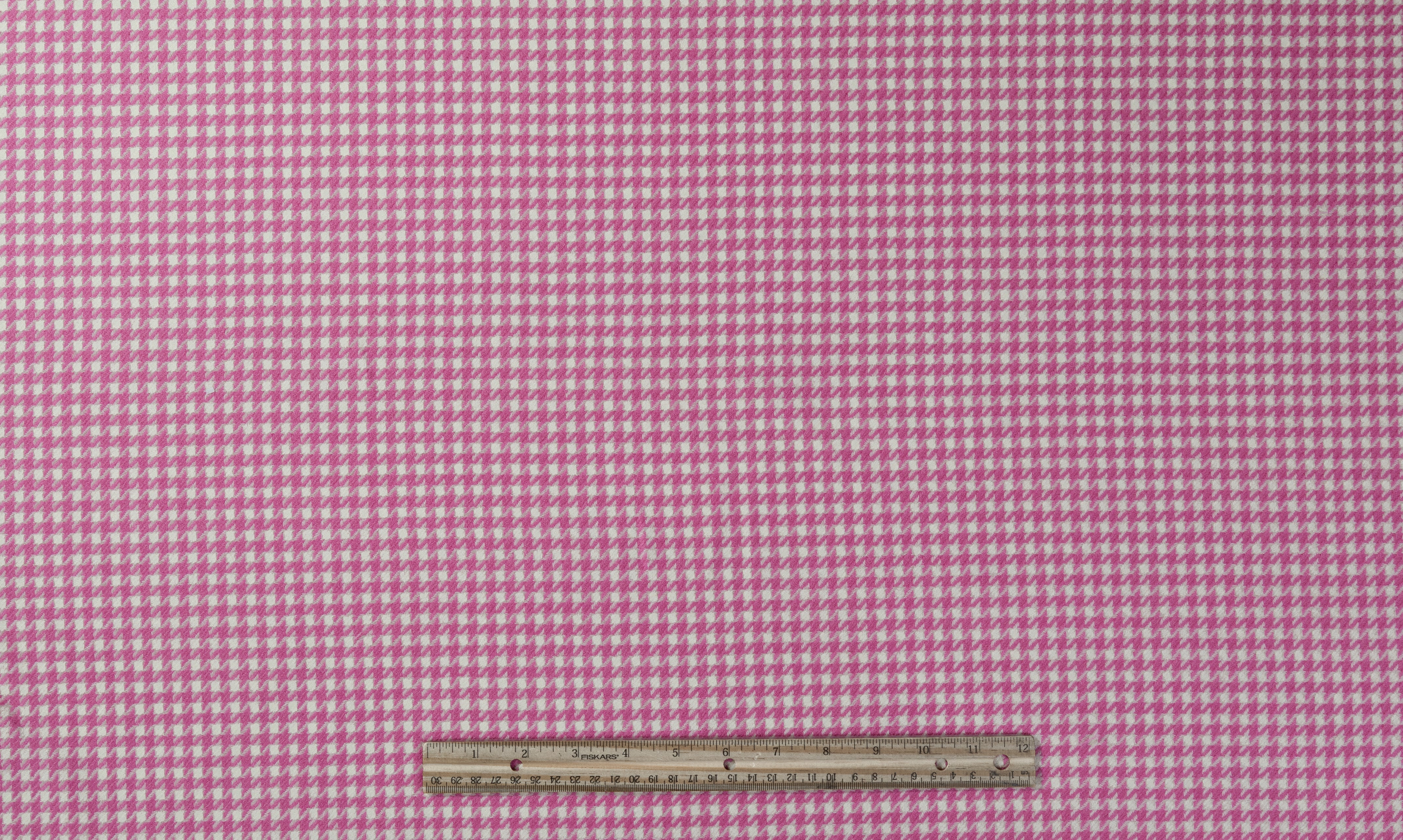 Houndstooth Italian Wool Suiting - Pink / White