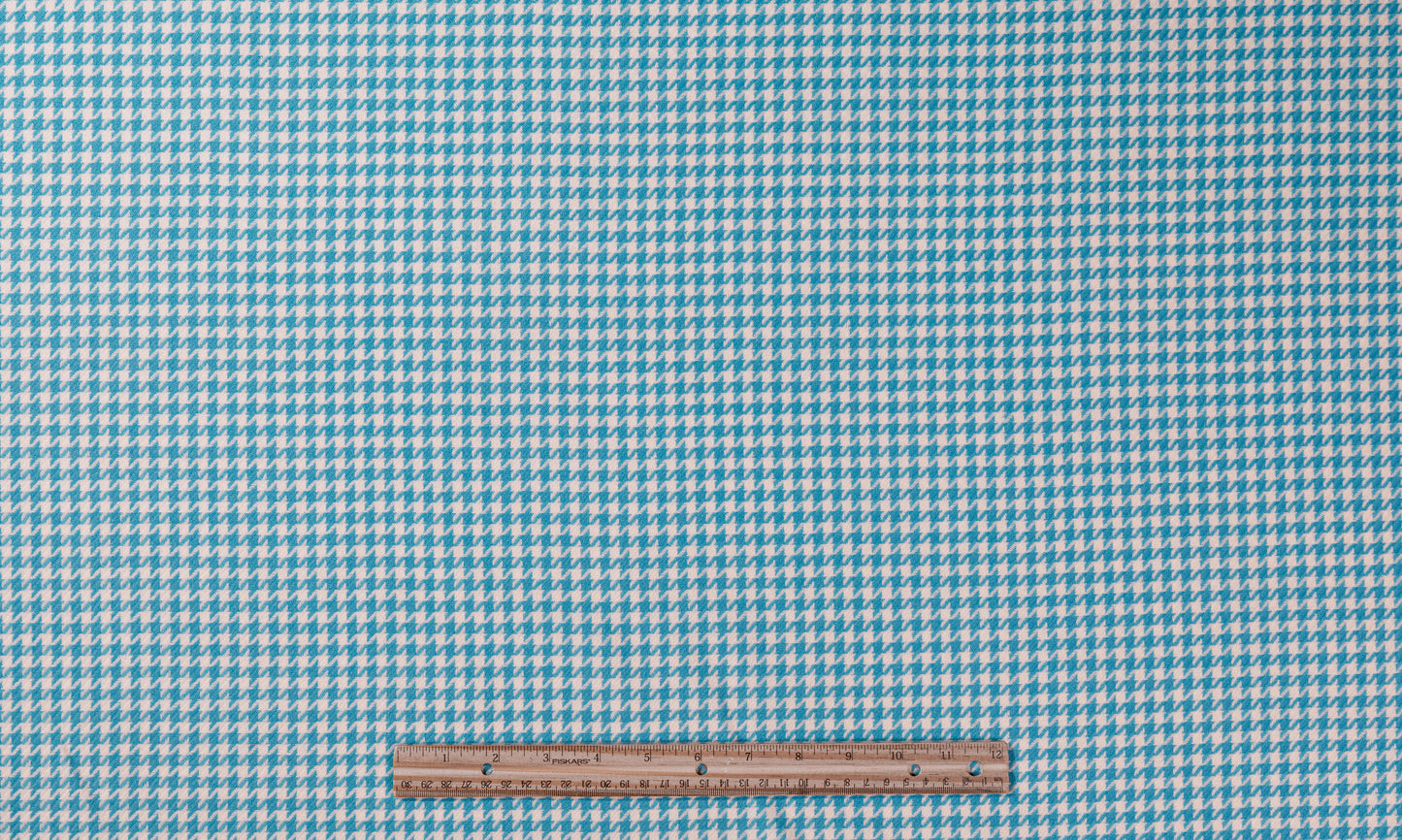 Houndstooth Italian Wool Suiting - Blue / White