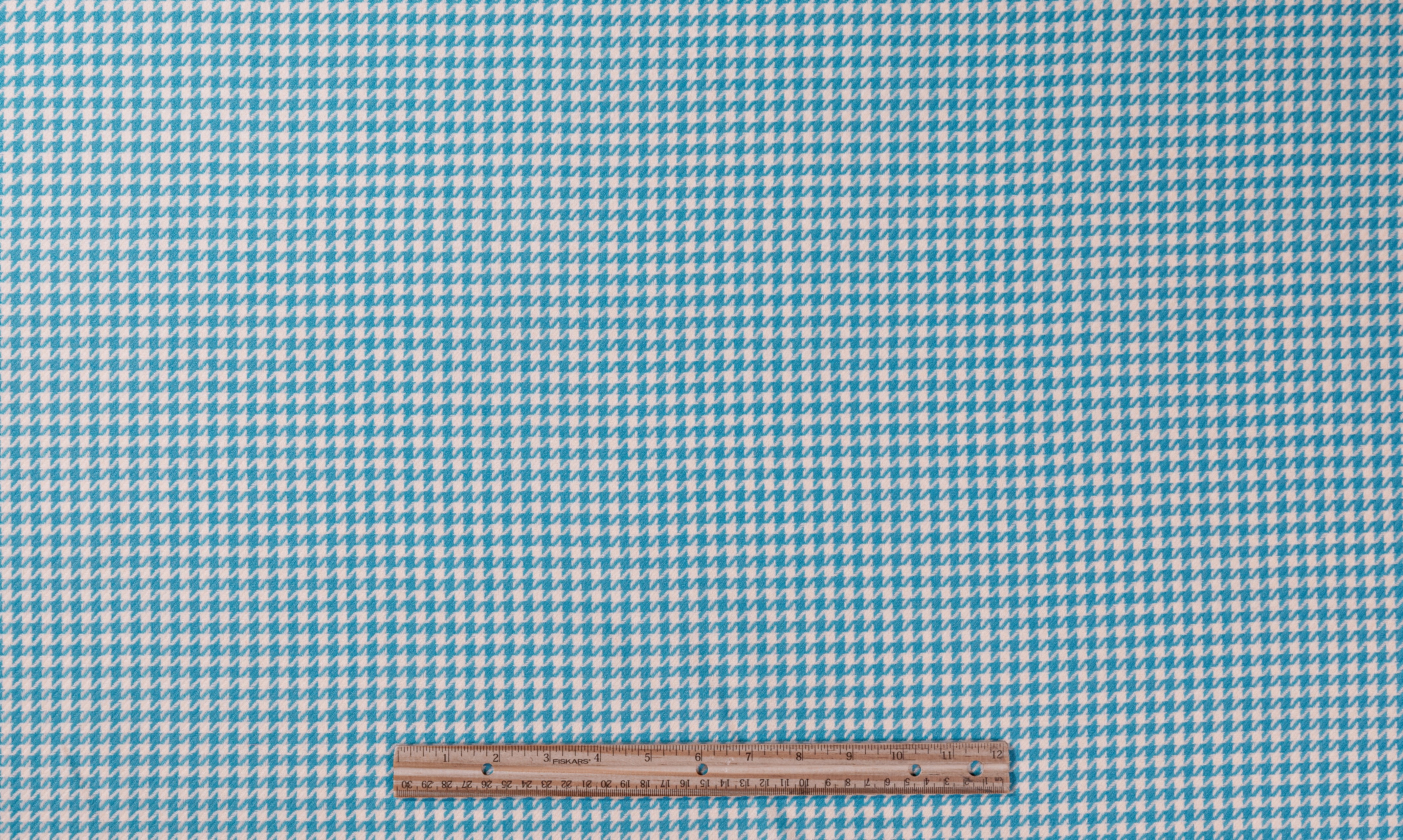 Houndstooth Italian Wool Suiting - Blue / White