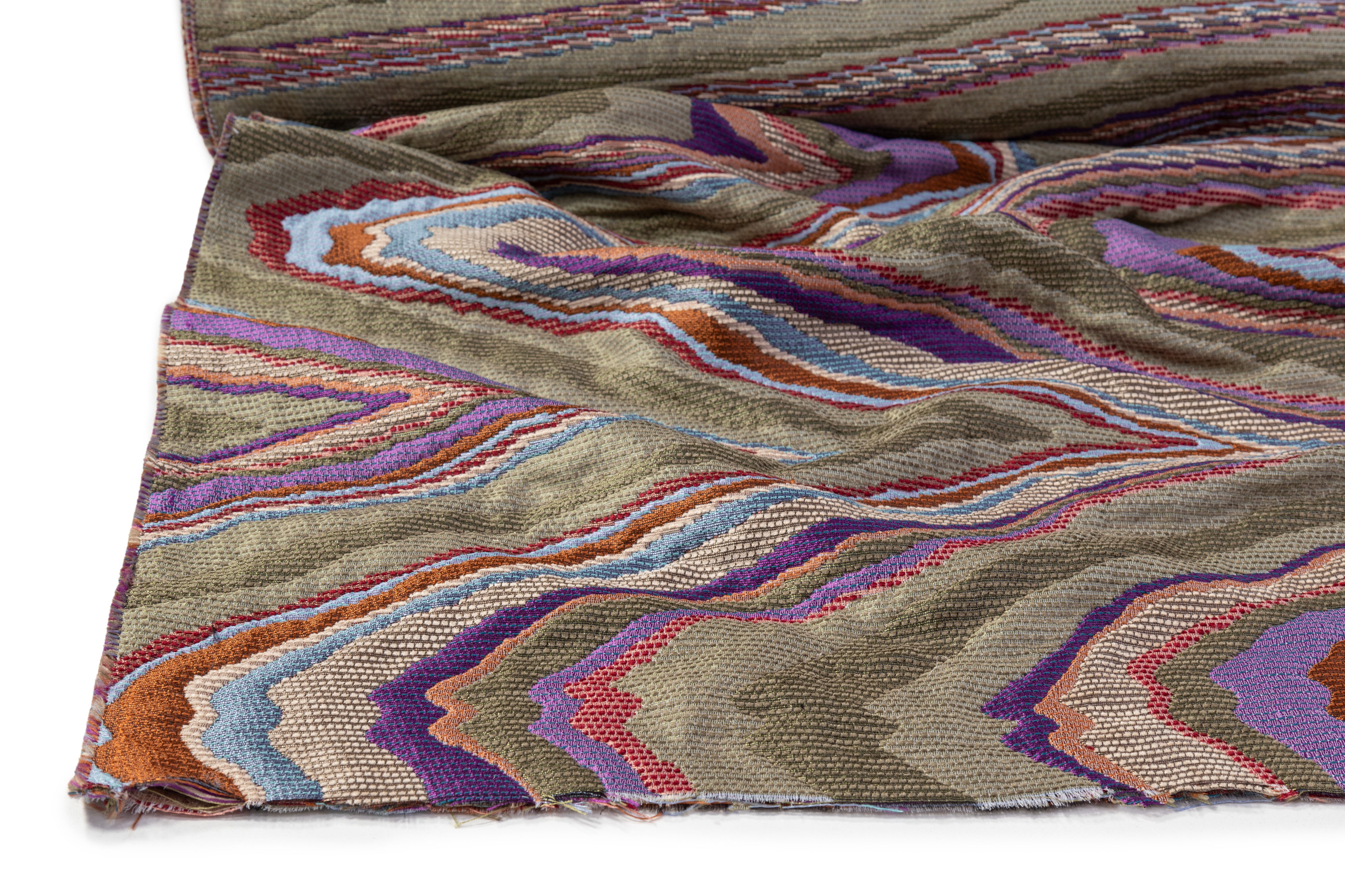 Abstract Italian Brocade - Green / Multicolor