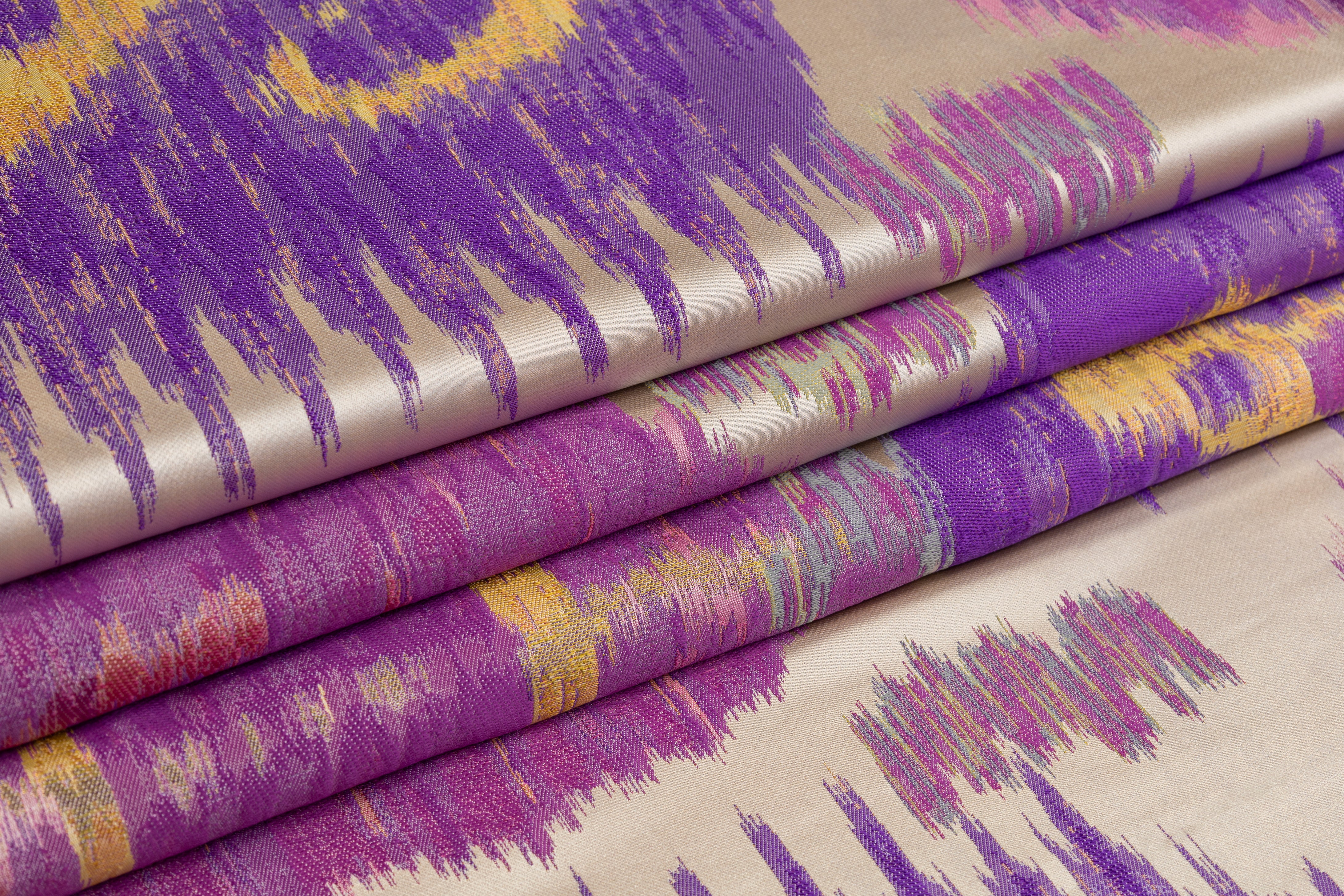 Italian Silk Blend Satin Brocade - Purple / Gold