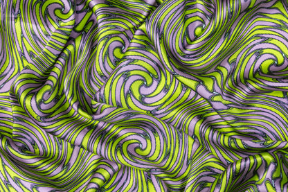 Abstract Italian Silk Charmeuse - Green / Purple