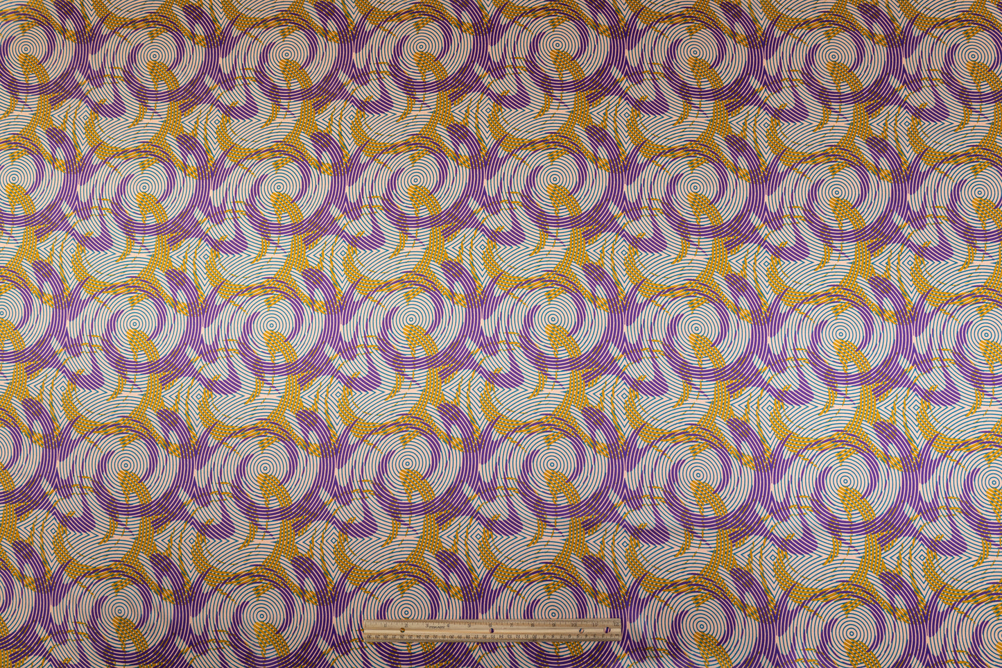 Abstract Italian Silk Charmeuse - Purple / Gold / Blue