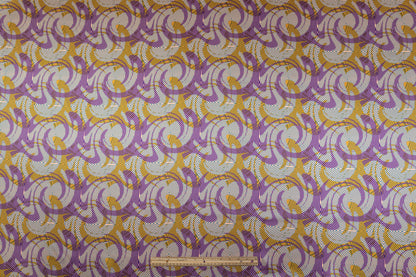 Abstract Italian Silk Charmeuse - Purple / Gold / Blue