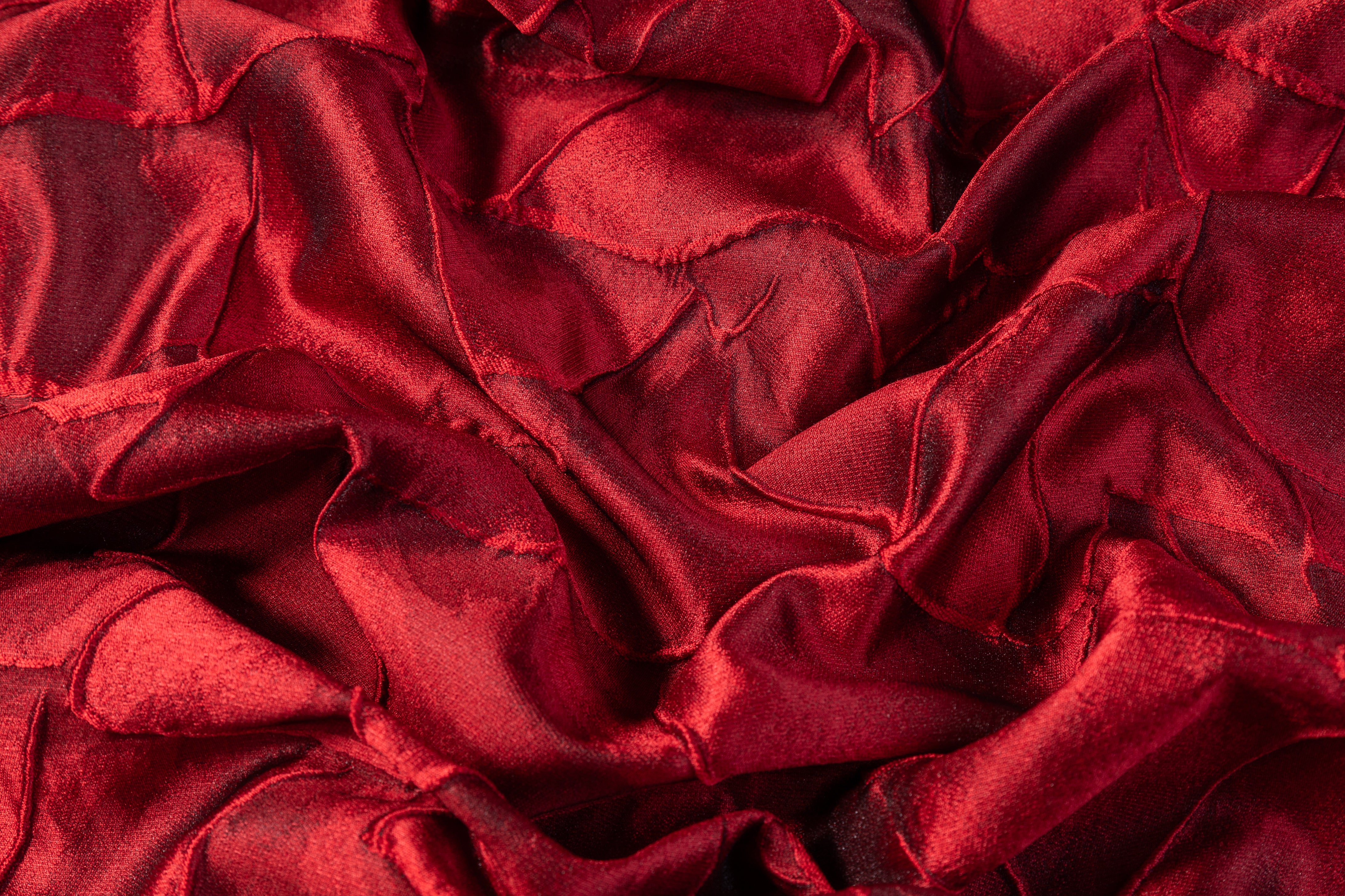 Geometric Italian Cloqué Brocade - Red