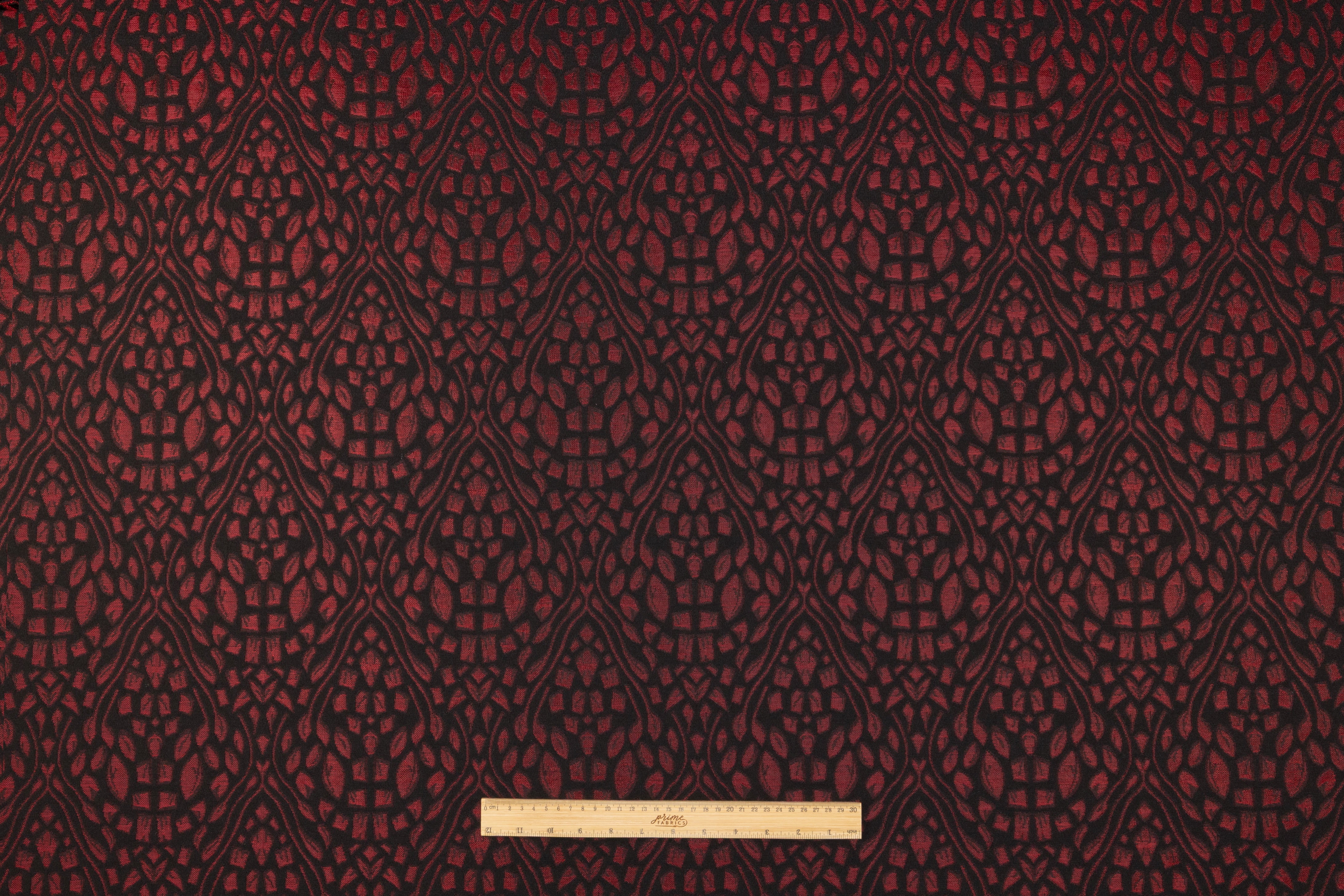 Abstract Italian Brocade - Red / Black