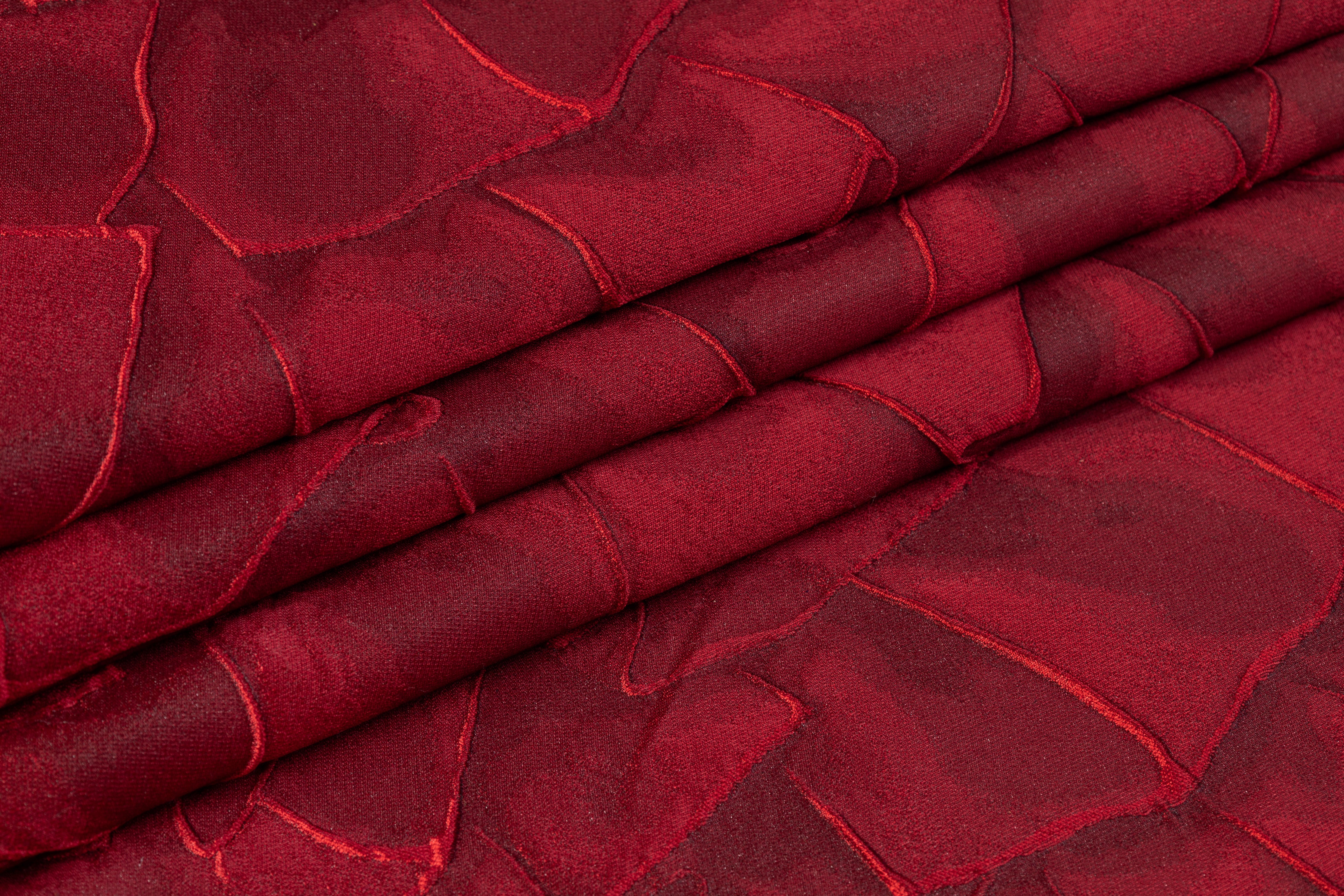 Geometric Italian Cloqué Brocade - Red