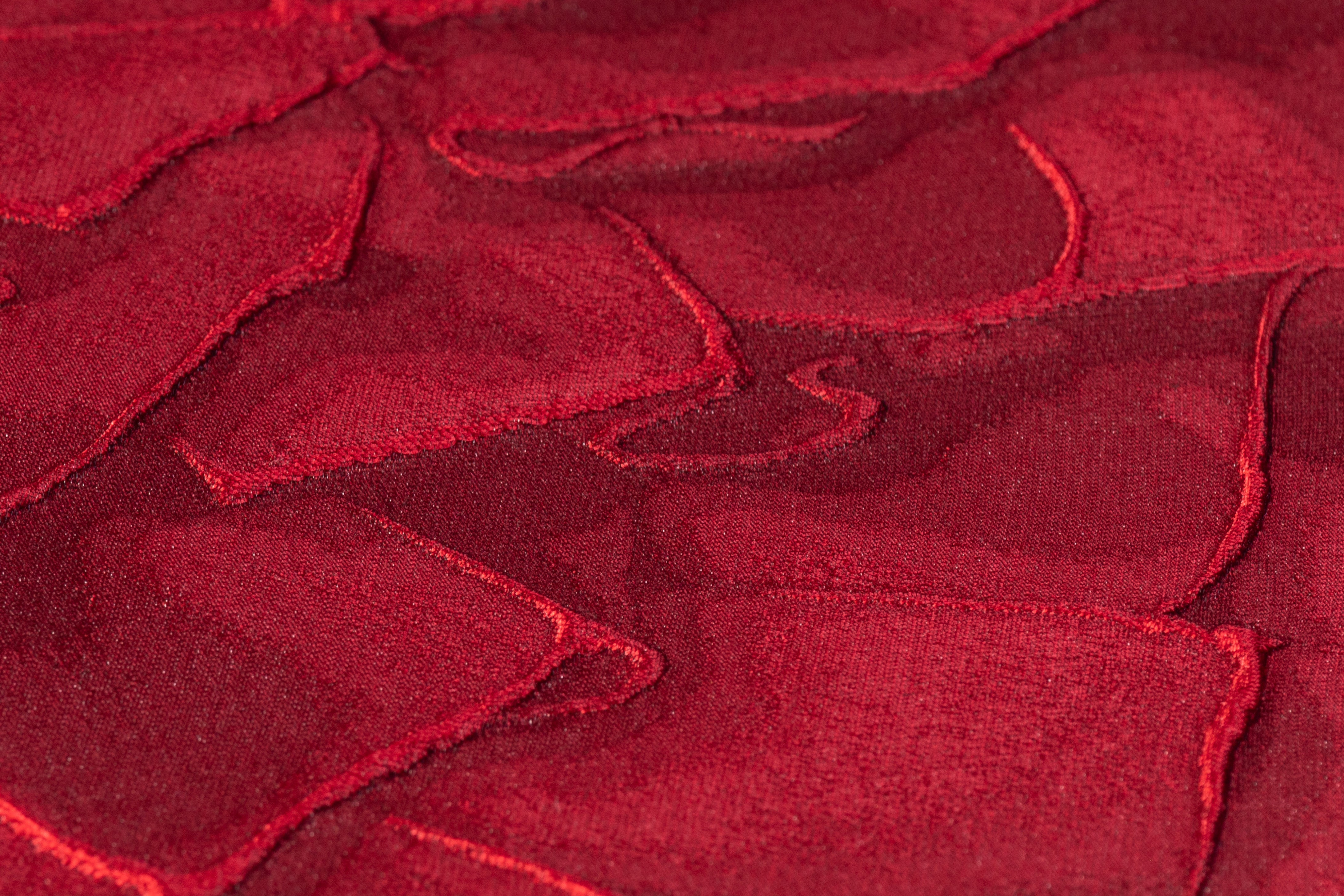 Geometric Italian Cloqué Brocade - Red