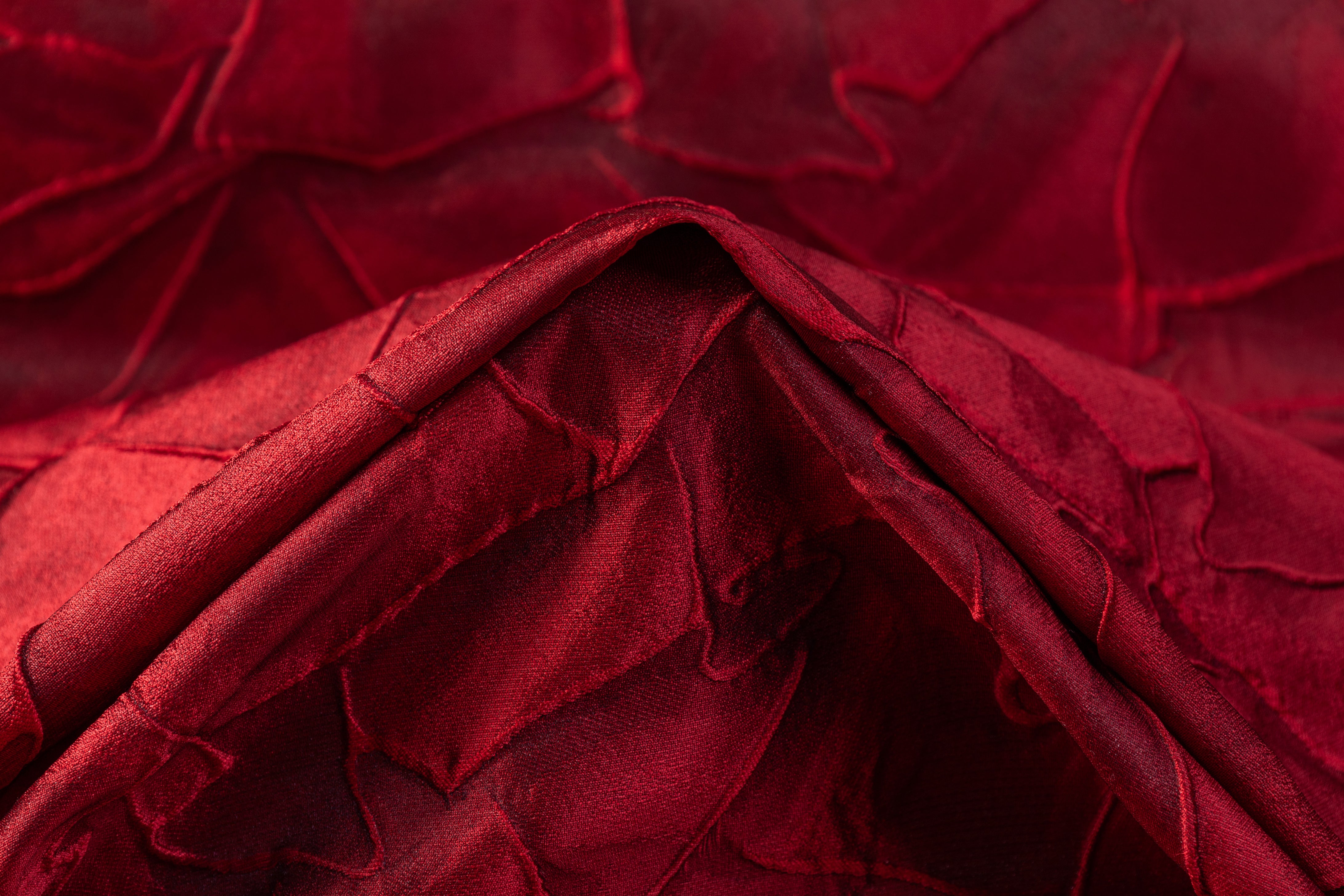 Geometric Italian Cloqué Brocade - Red