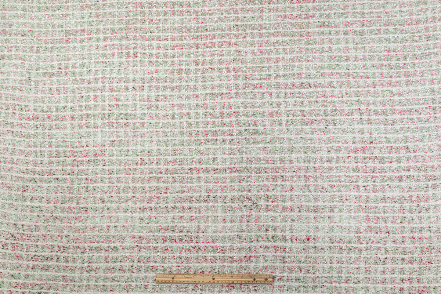 Viscose Chenille Tweed - Green / Pink / White