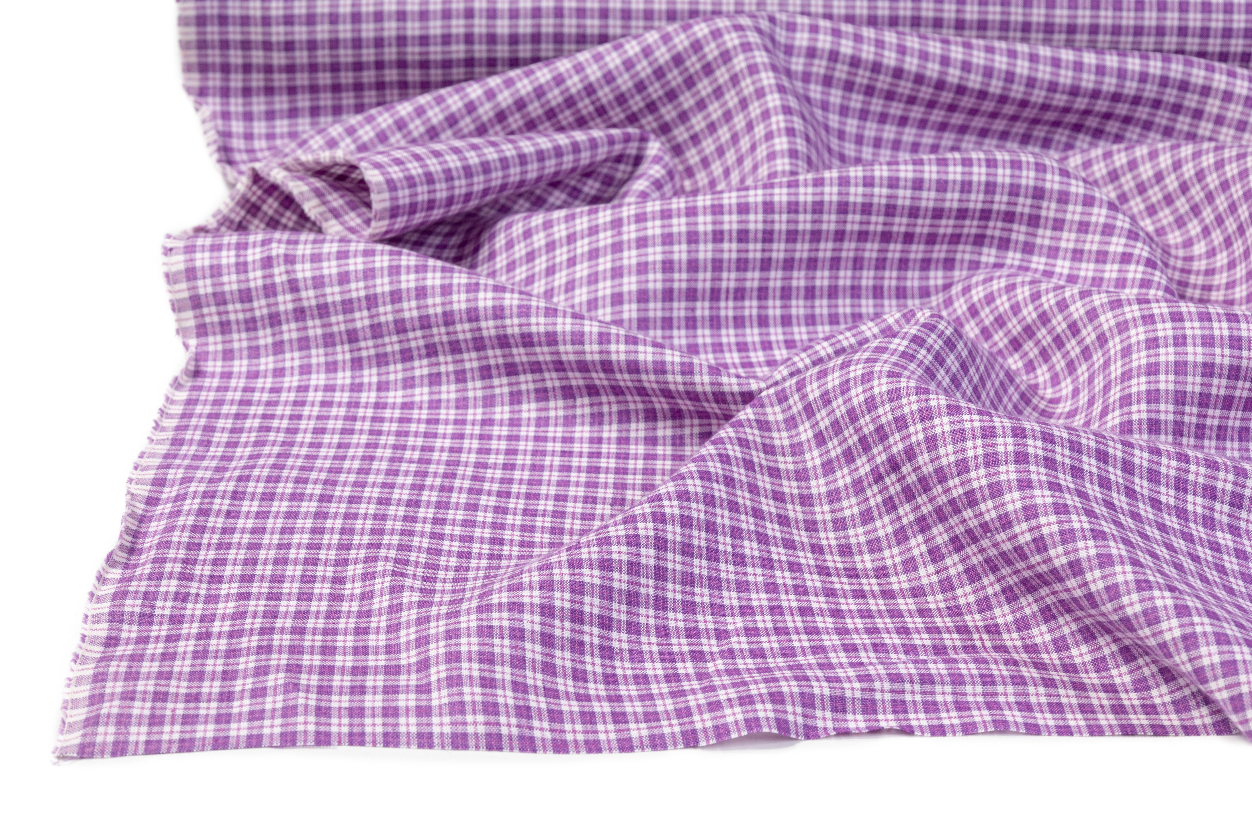 Checked Italian Linen - Purple