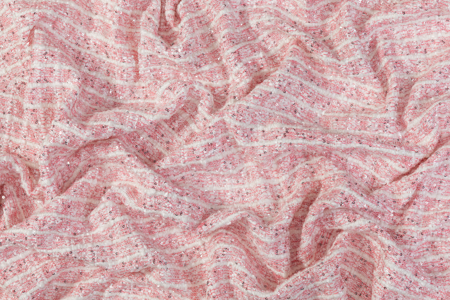 Sequined Chenille Tweed - Pink / White