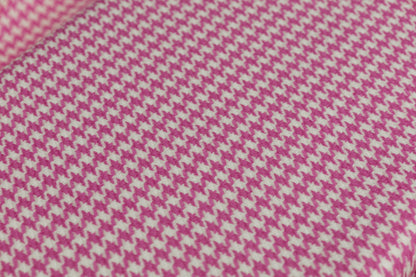 Houndstooth Italian Wool Suiting - Pink / White