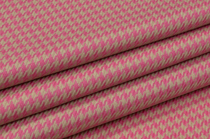 Houndstooth Italian Wool Suiting - Pink / Tan