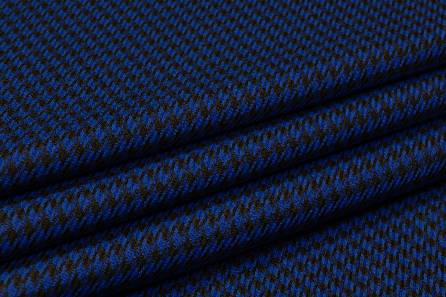 Houndstooth Italian Wool Suiting - Royal Blue / Black