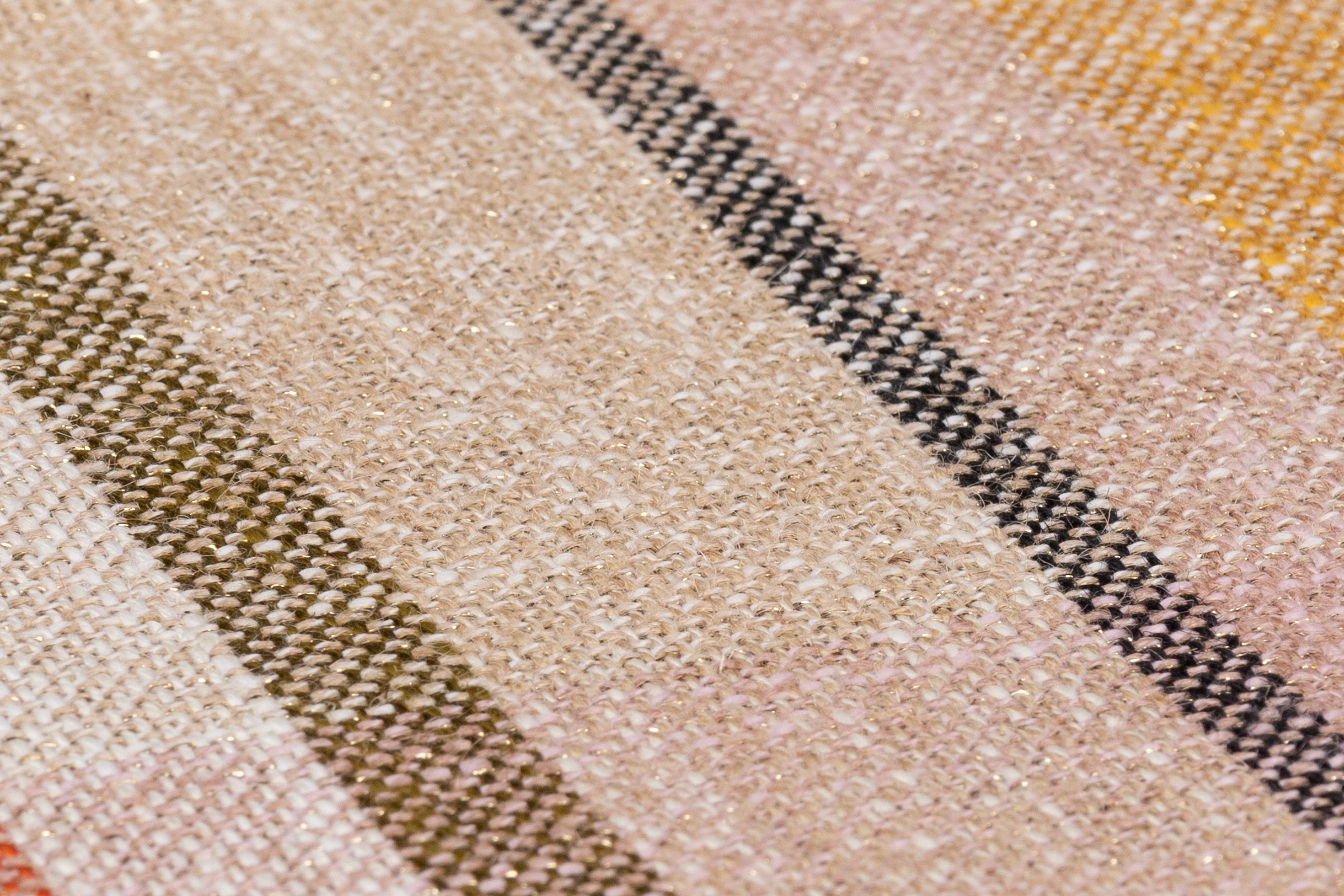 Plaid Metallic Italian Cotton Linen Blend - Beige / Blush / Gold