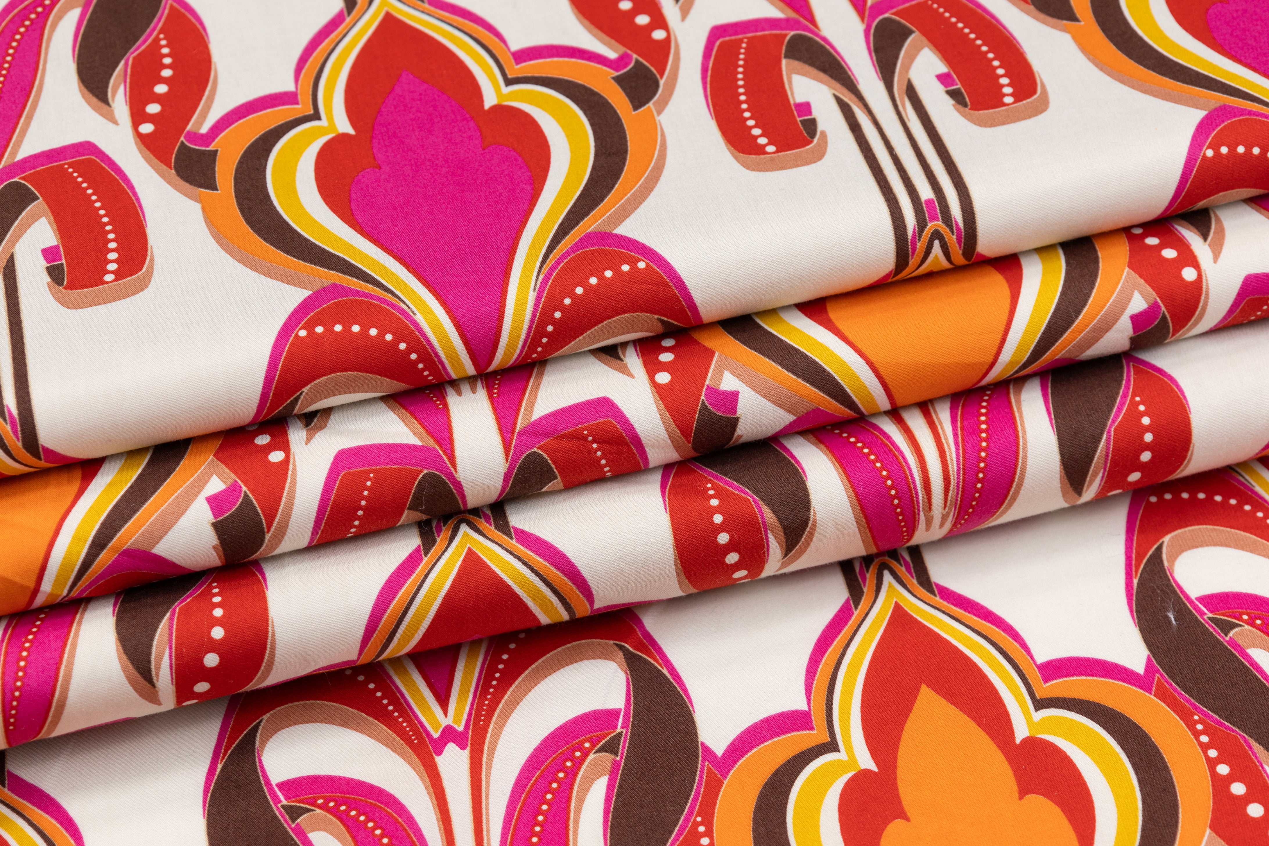 Printed Italian Cotton - Red / Orange / Brown