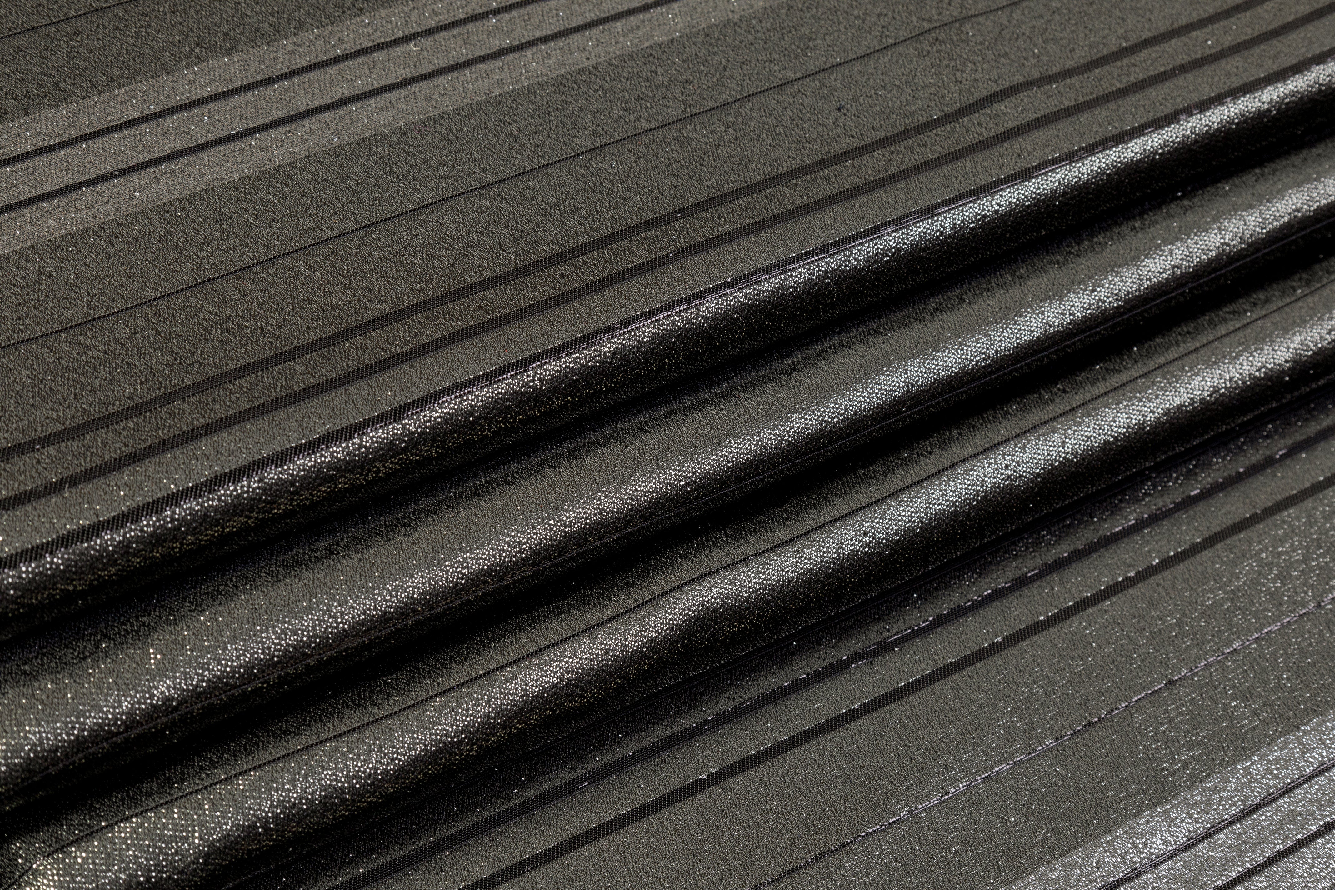 Striped Metallic Italian Jacquard - Gunmetal / Silver / Black