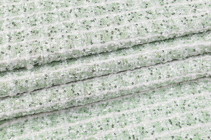 Sequined Chenille Tweed - Green / White