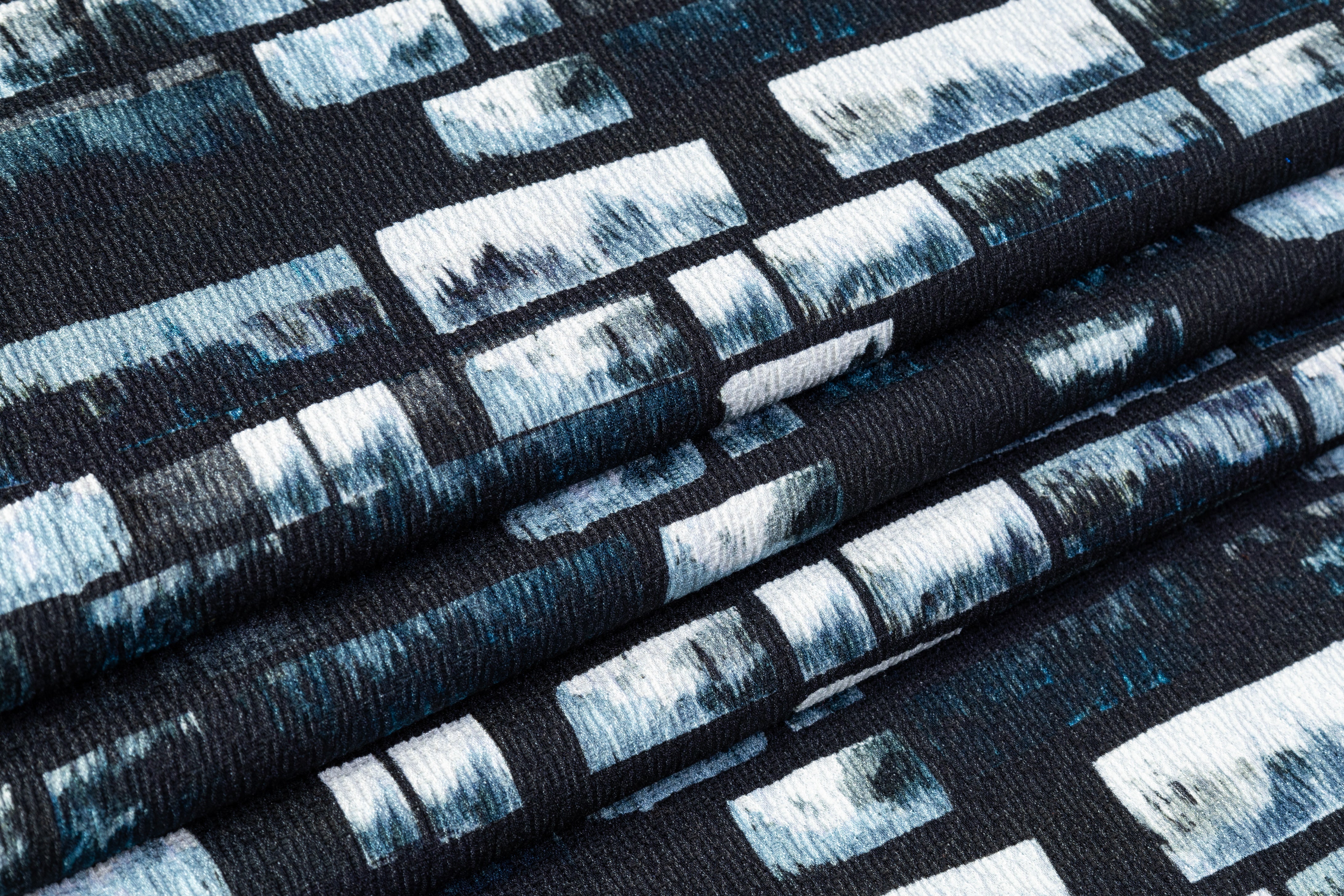 Textured Italian Cotton Viscose Print - Blue