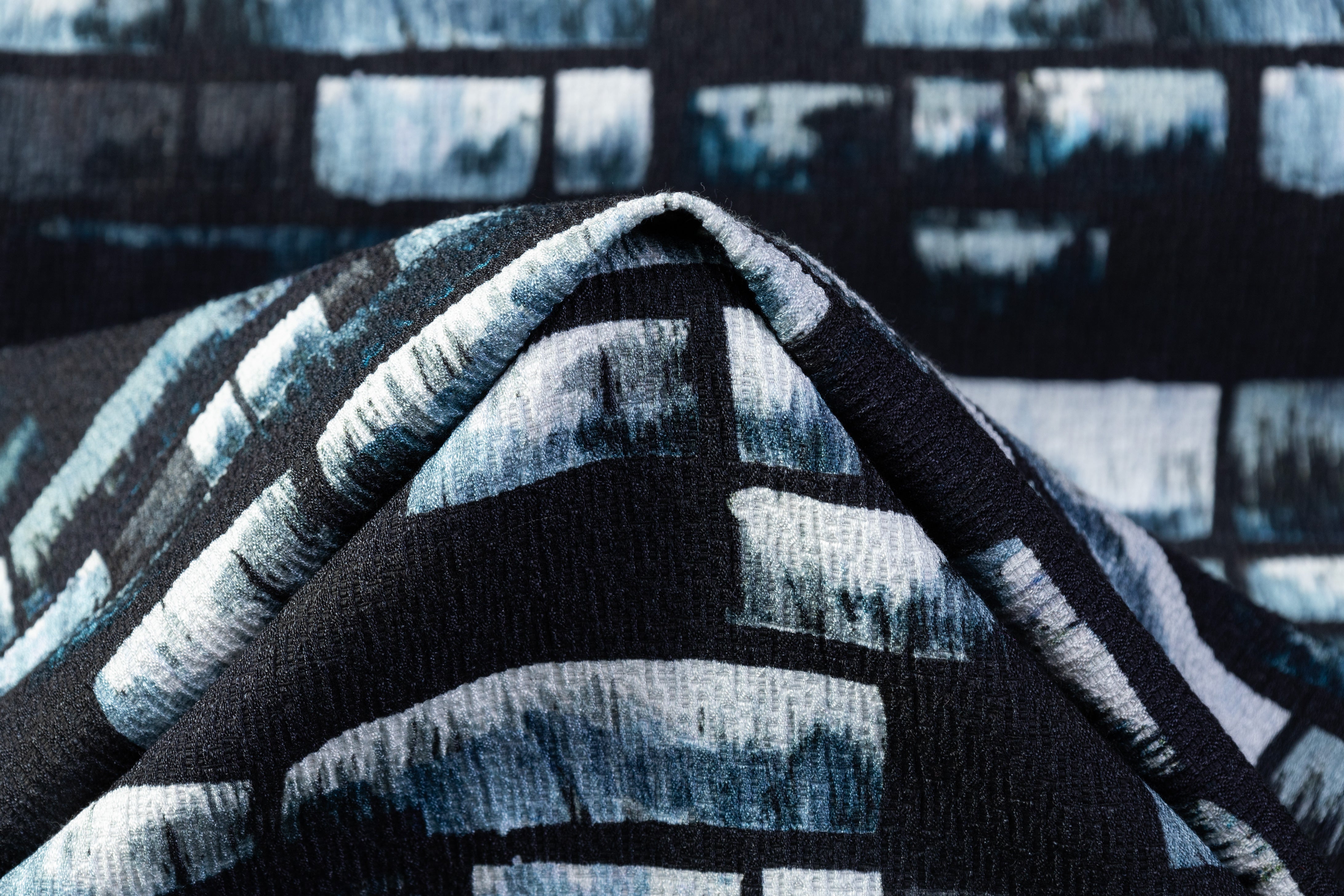 Textured Italian Cotton Viscose Print - Blue