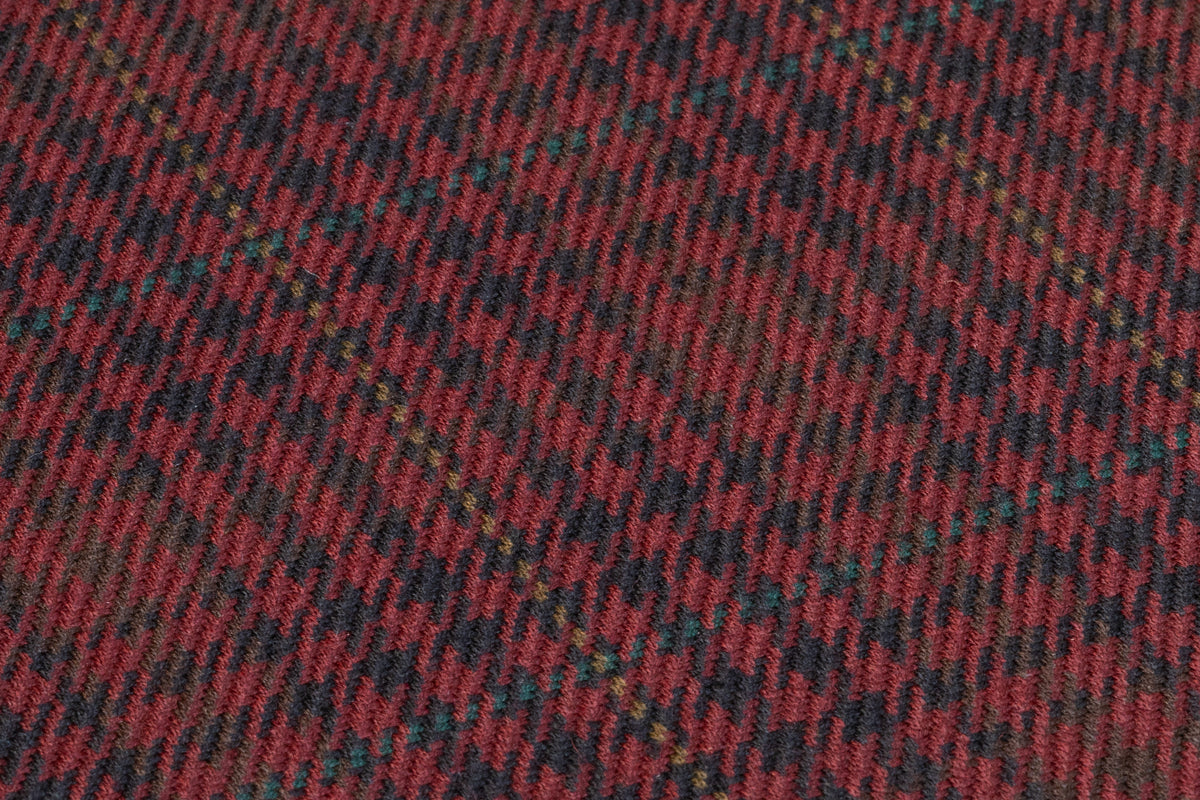 Checked Italian Wool Nylon Suiting - Burgundy