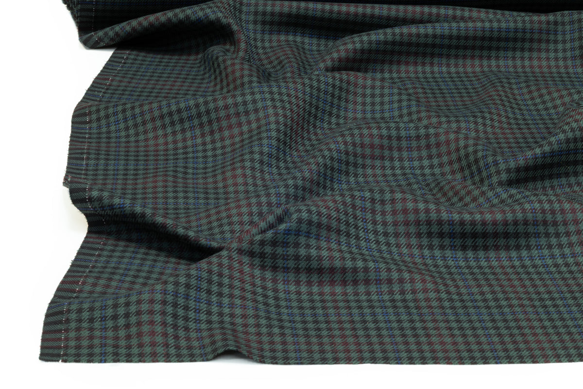 Checked Italian Wool Nylon Suiting - Green