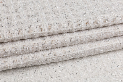 Sequined Chenille Tweed - White