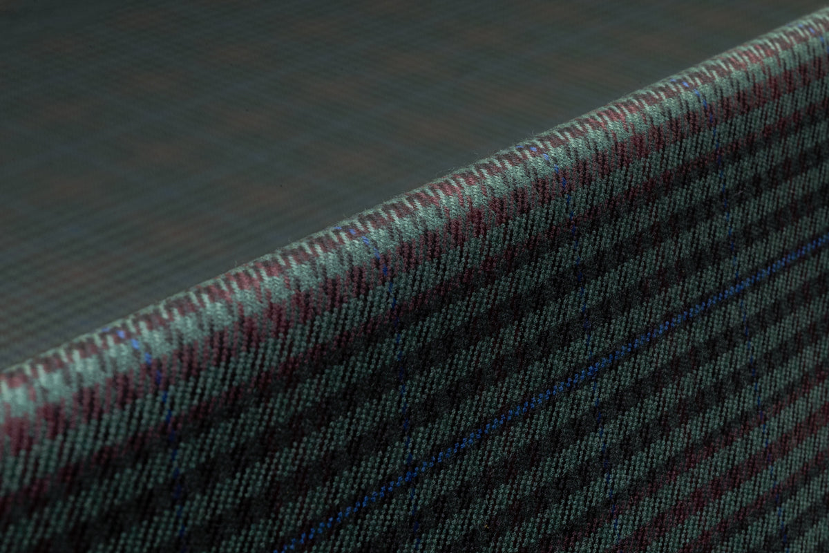 Checked Italian Wool Nylon Suiting - Green