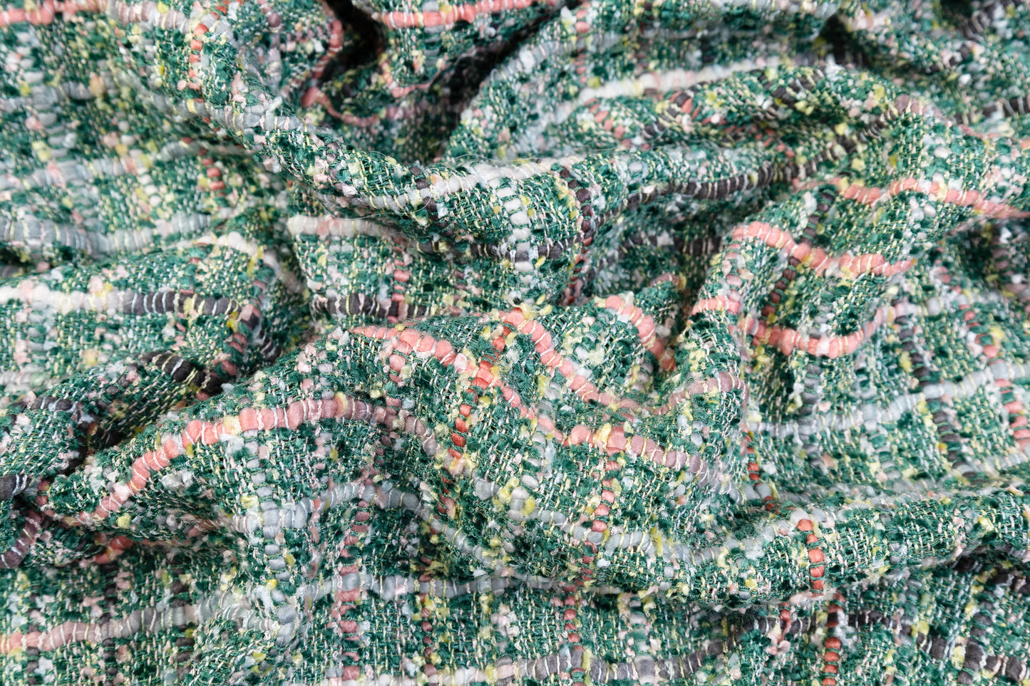 Viscose Chenille Tweed - Green / Multicolor