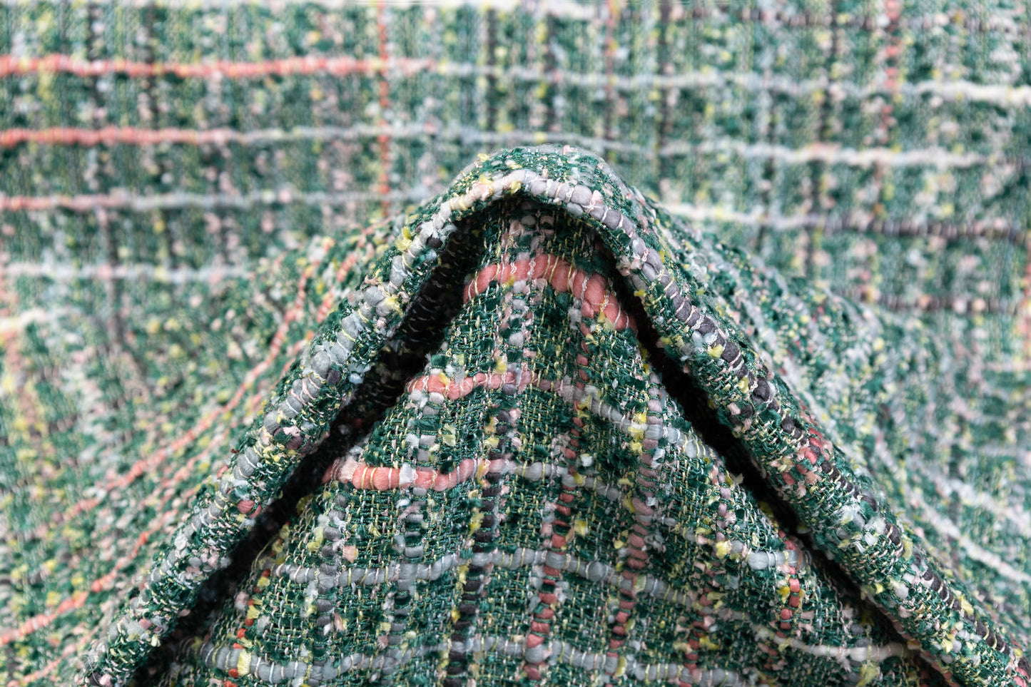 Viscose Chenille Tweed - Green / Multicolor