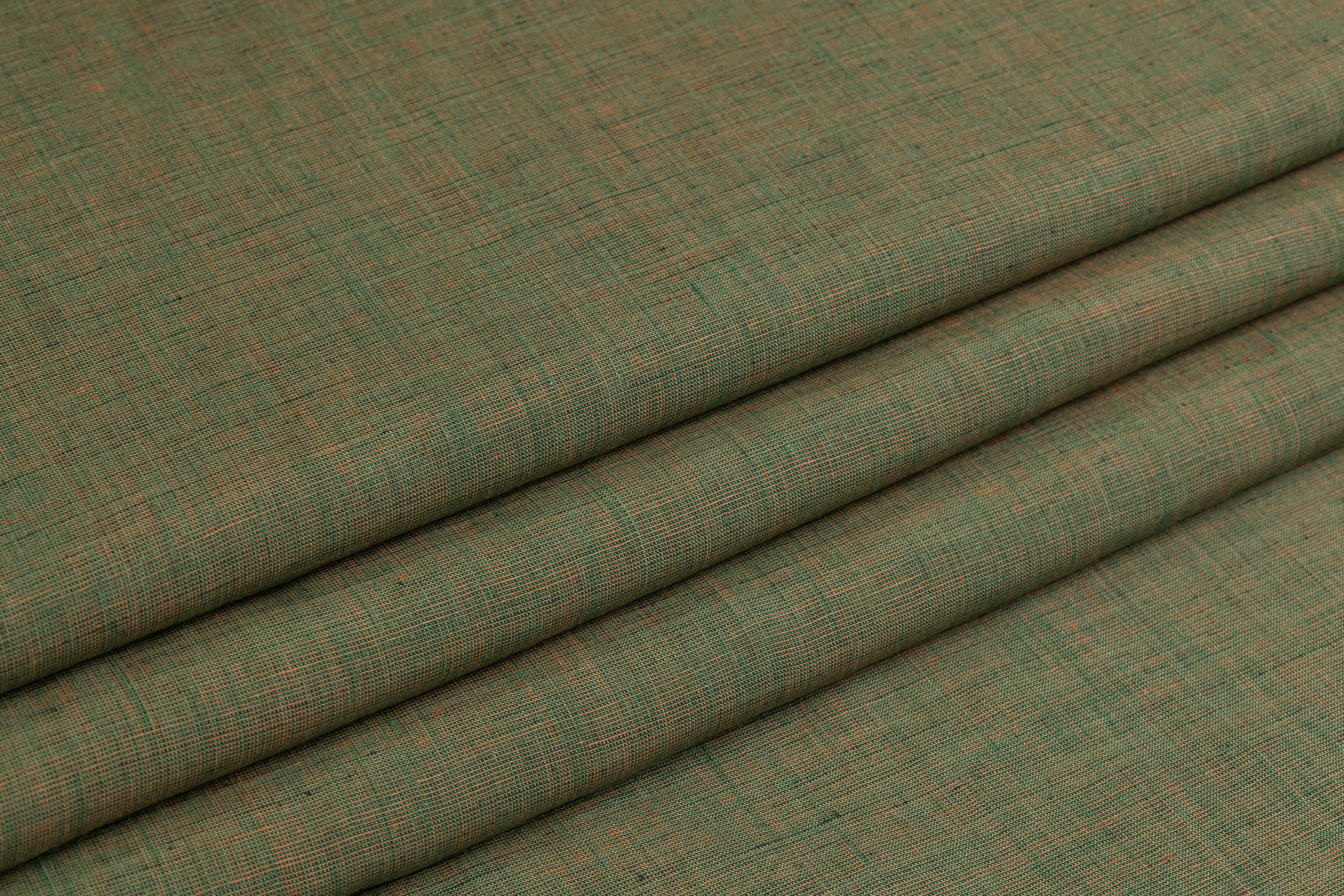 Two Tone Italian Linen - Green / Peach