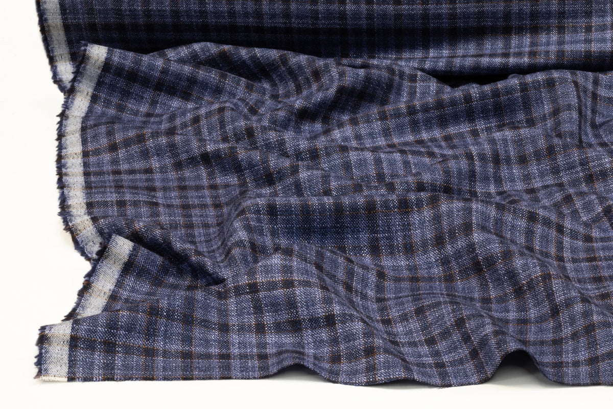 Vitale Barberis Canonico - Checked Italian Silk and Wool Flannel Suiting - Blue / Brown