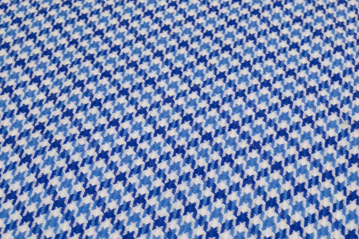 Houndstooth Italian Wool Suiting - Blue / Off White
